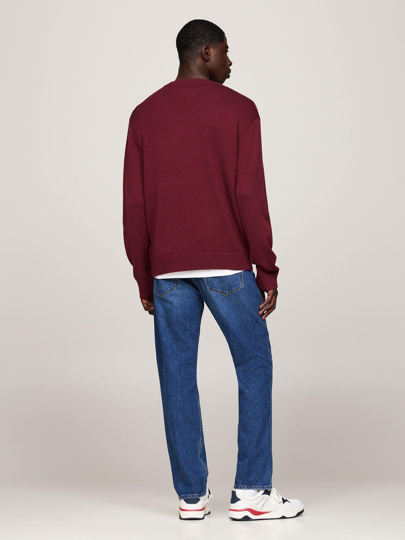 Sweater Con Logo De Parche Burdeo Tommy Hilfiger-2