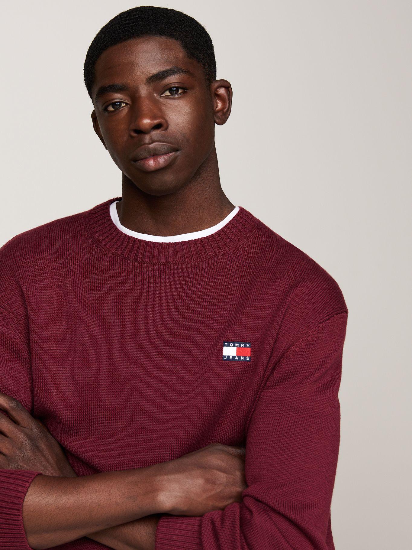 Sweater Con Logo De Parche Burdeo Tommy Hilfiger-3