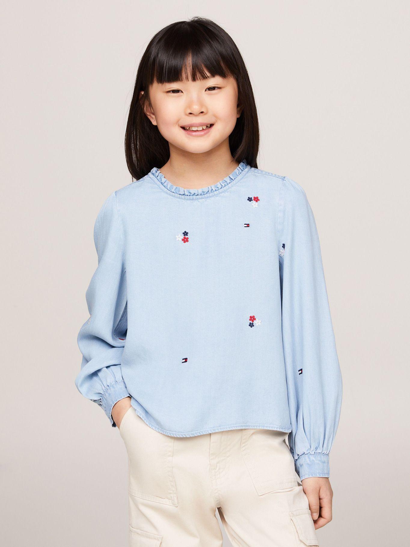 Blusa De Chambray Con Bordado Celeste Tommy Hilfiger-0