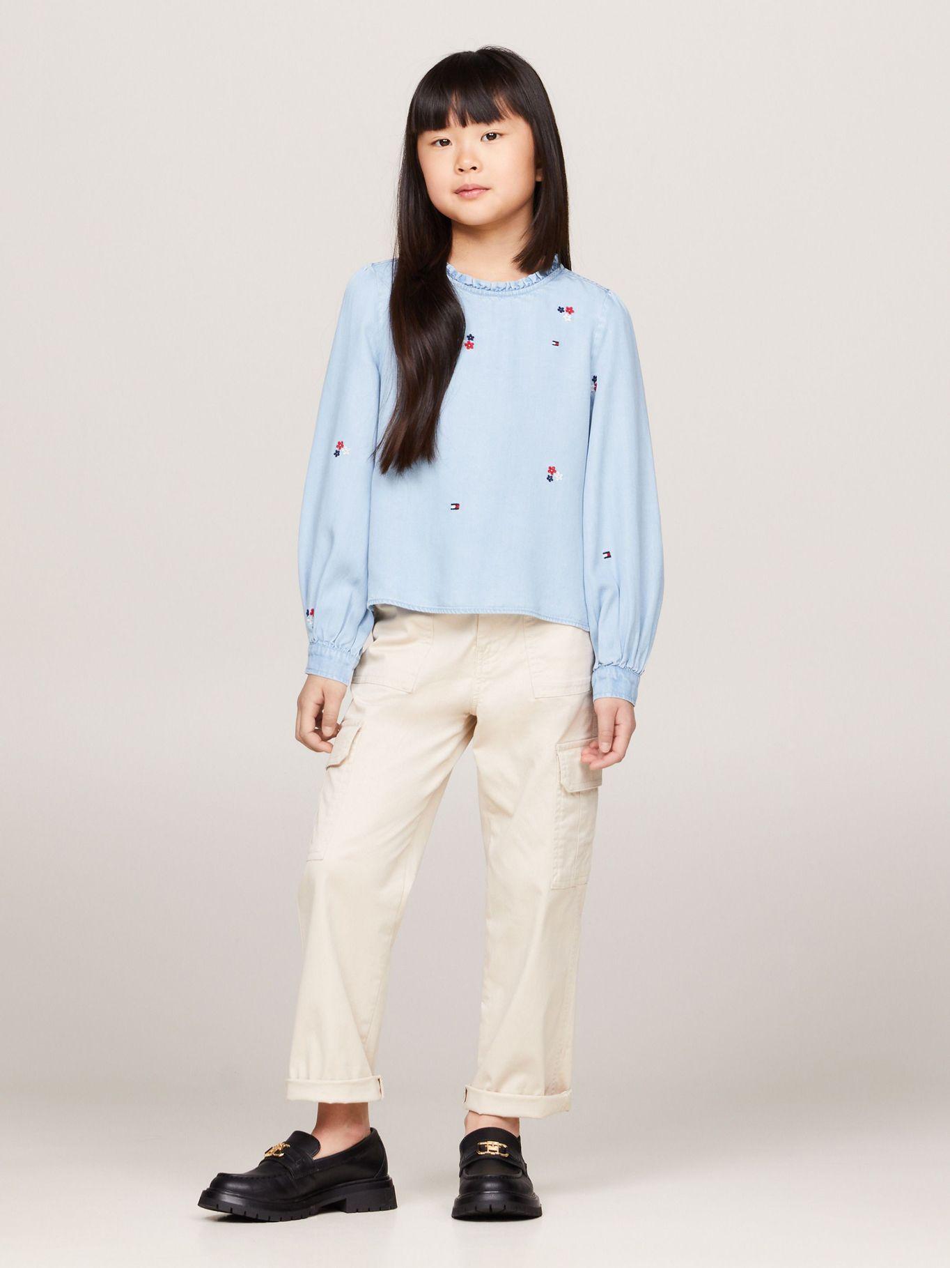 Blusa De Chambray Con Bordado Celeste Tommy Hilfiger-1