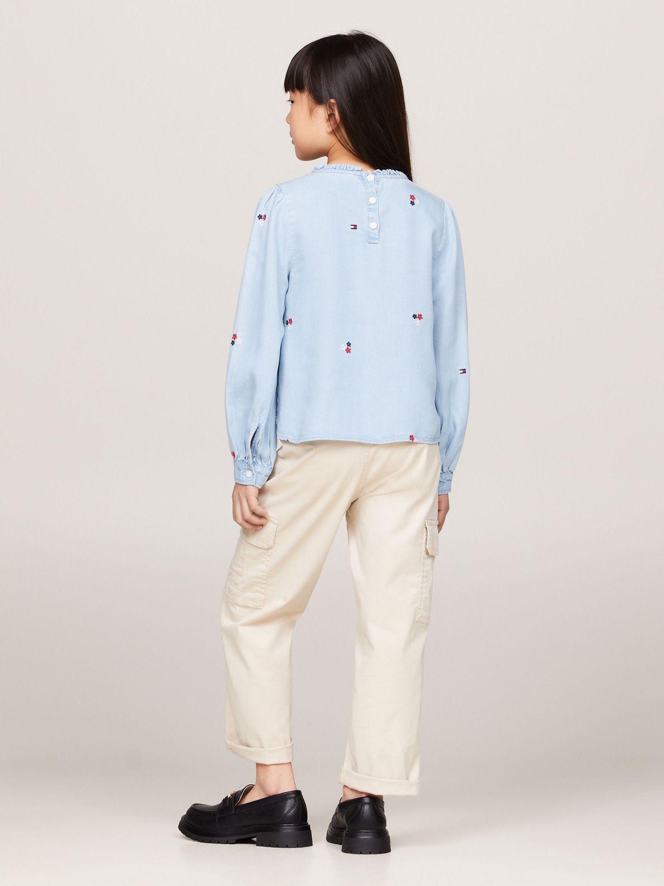 Blusa De Chambray Con Bordado Celeste Tommy Hilfiger-2