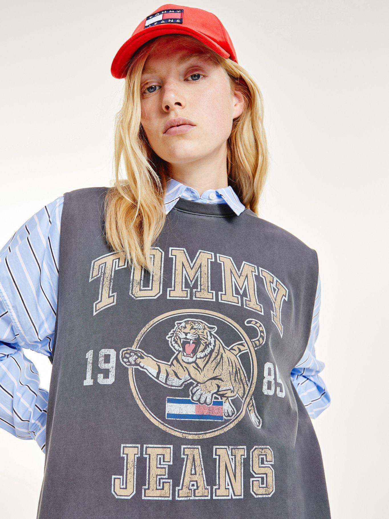 Vestido Camiseta Largo Gris Tommy Jeans MY2-2