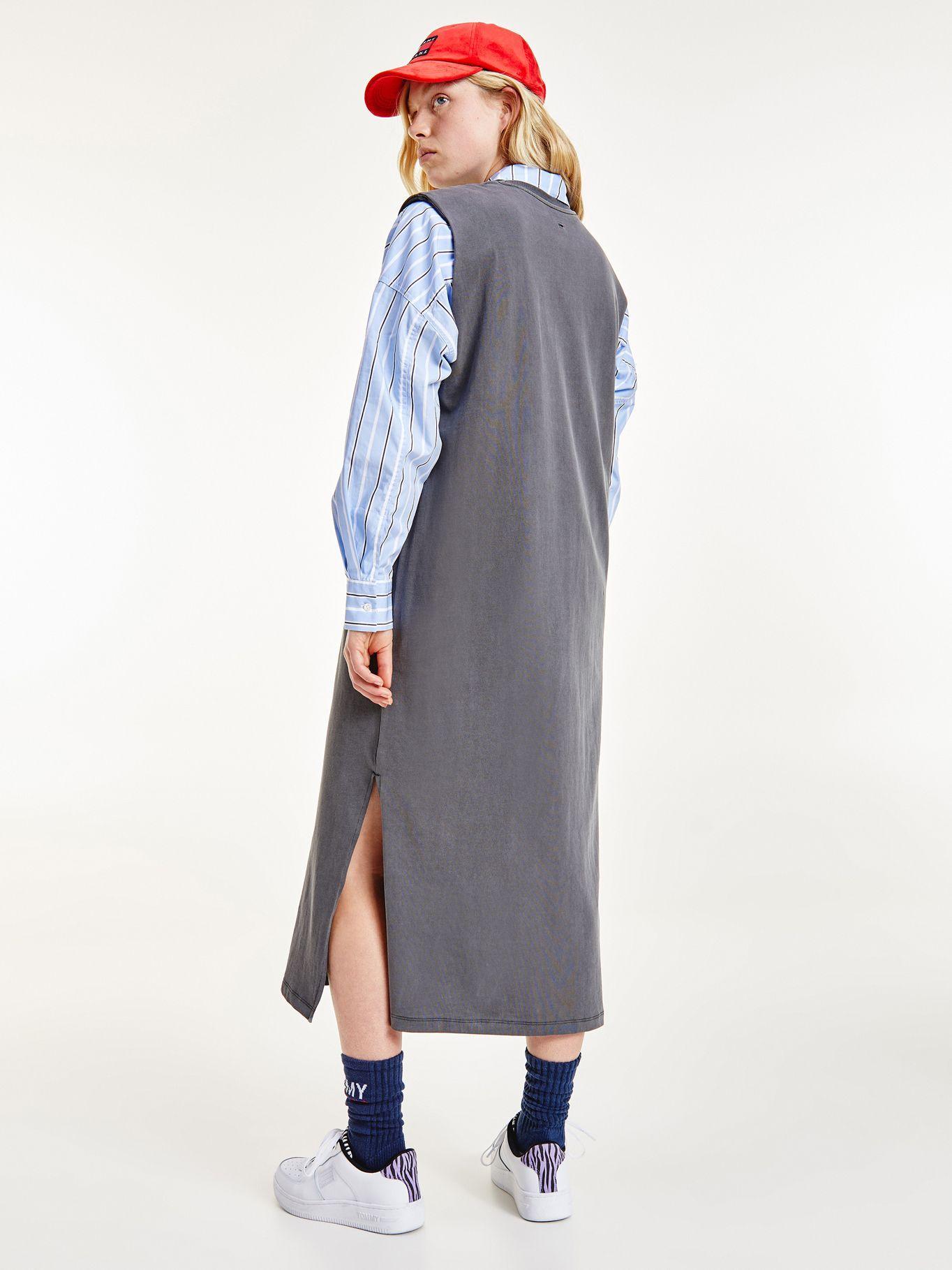 Vestido Camiseta Largo Gris Tommy Jeans MY2-1