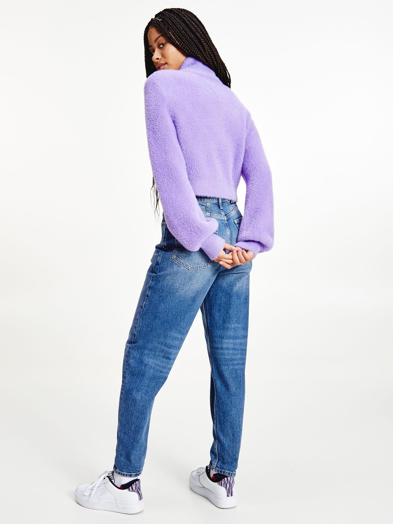 Sweater Crop Furry Flag Morado Tommy Jeans A2-1
