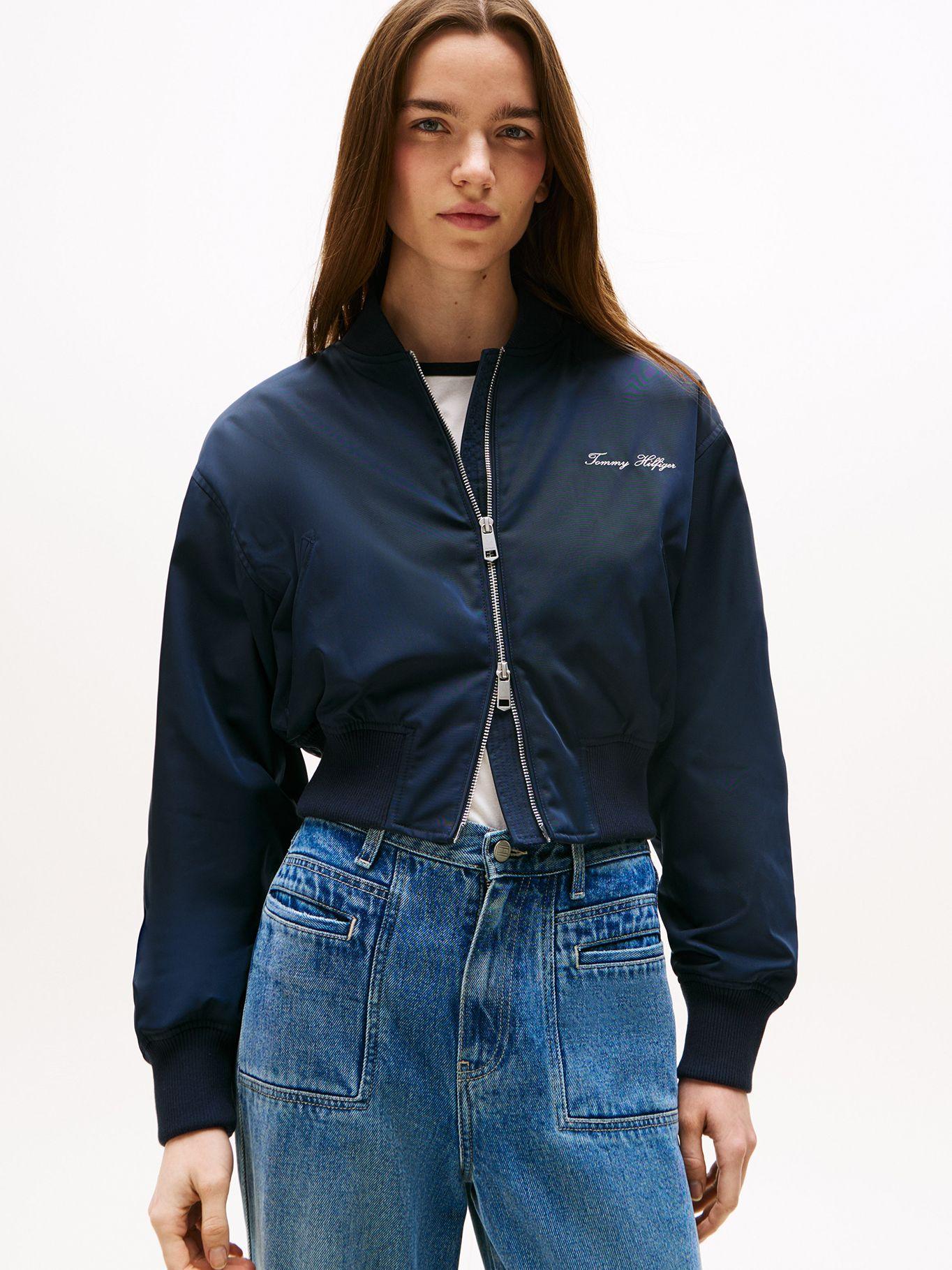 Chaqueta Bomber Cropped Solid Azul Tommy Hilfiger-0