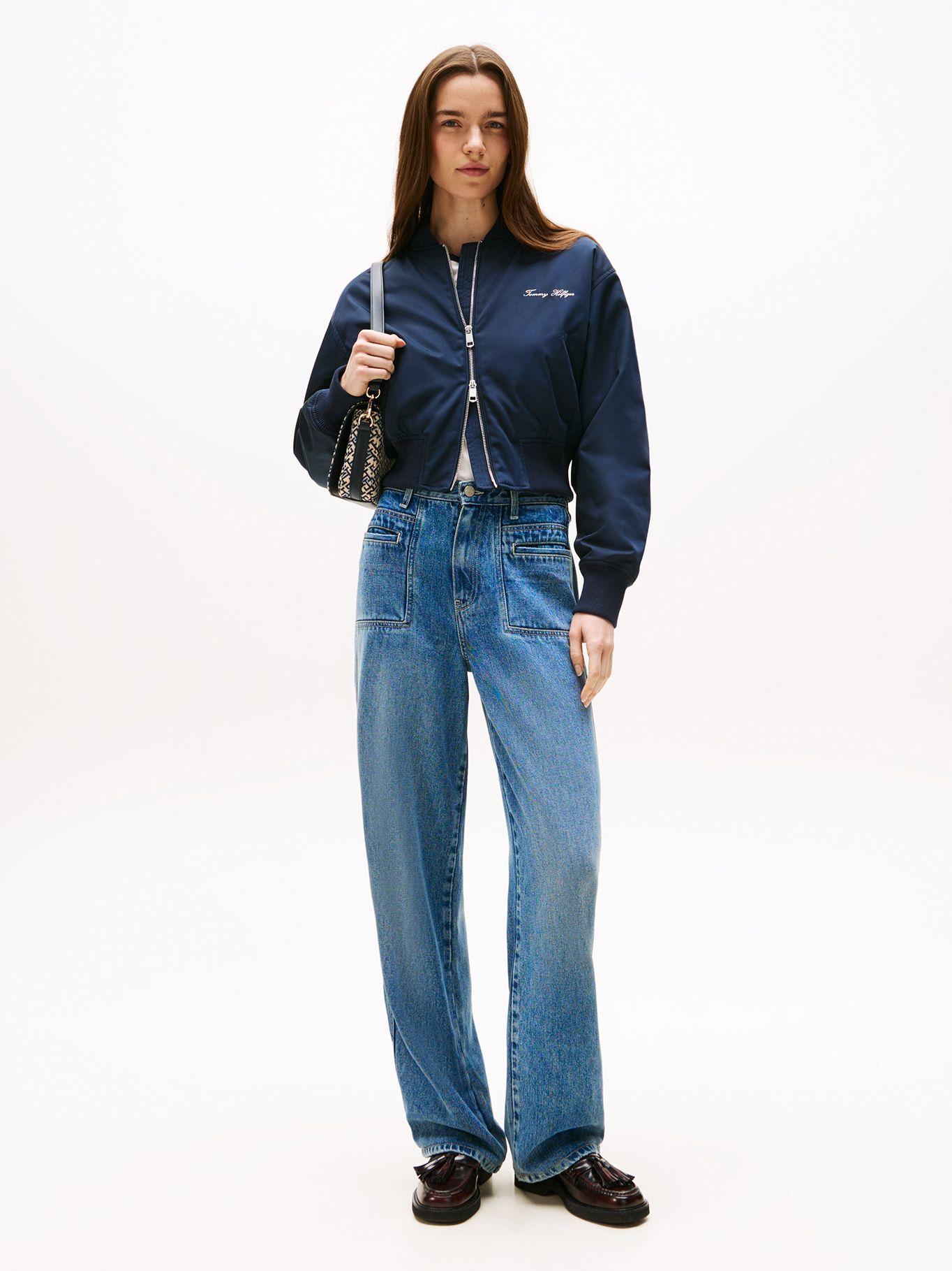 Chaqueta Bomber Cropped Solid Azul Tommy Hilfiger-1