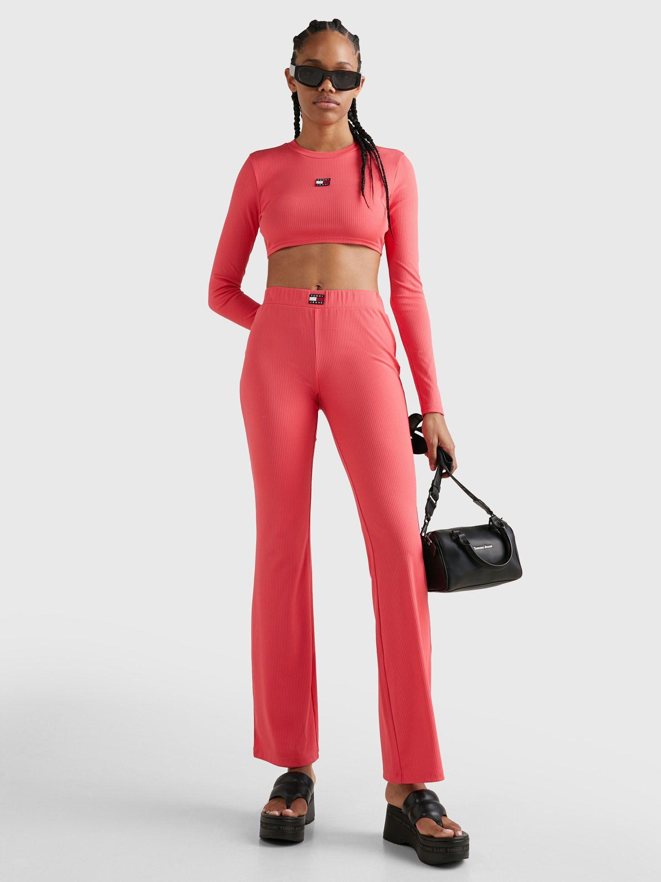 Leggings Acanalados Rosado Tommy Jeans-1