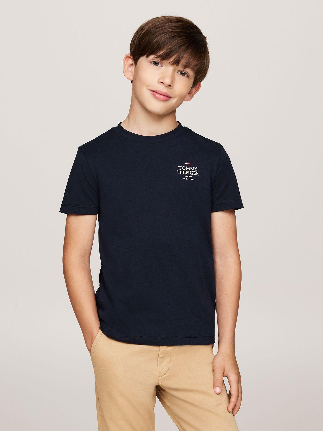 Polera De Niño Con Logo Gráfico Azul Tommy Hilfiger-0