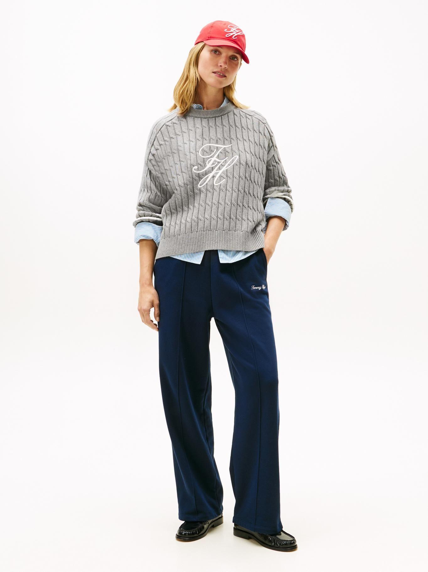 Sweater Con Logo Script Gráfico Tommy Hilfiger Gris-1