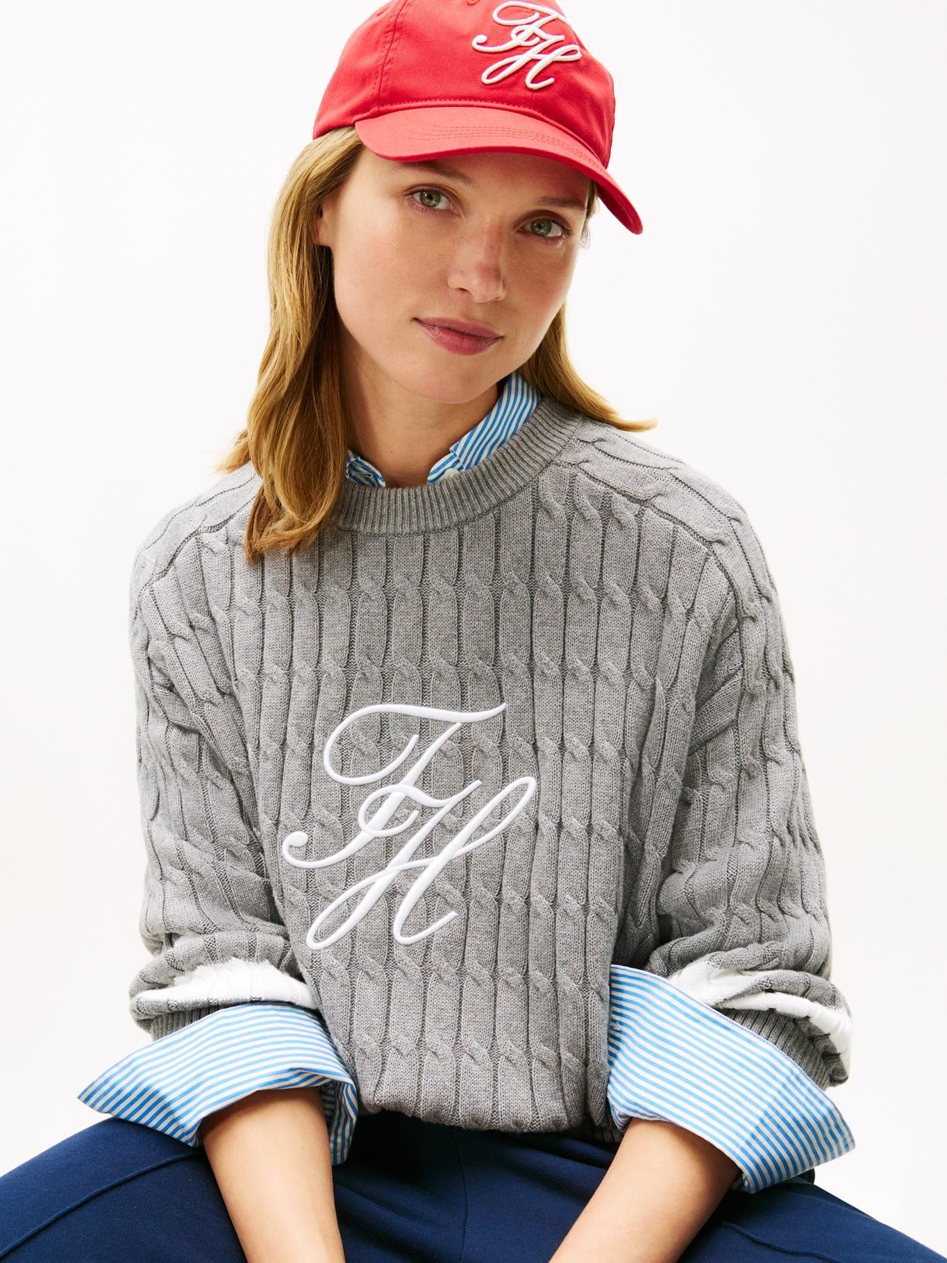Sweater Con Logo Script Gráfico Tommy Hilfiger Gris-3