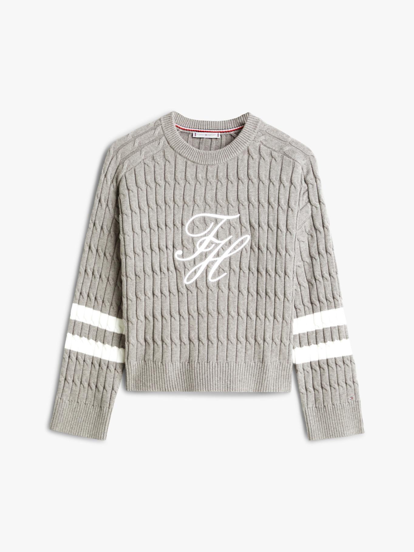 Sweater Con Logo Script Gráfico Tommy Hilfiger Gris-4