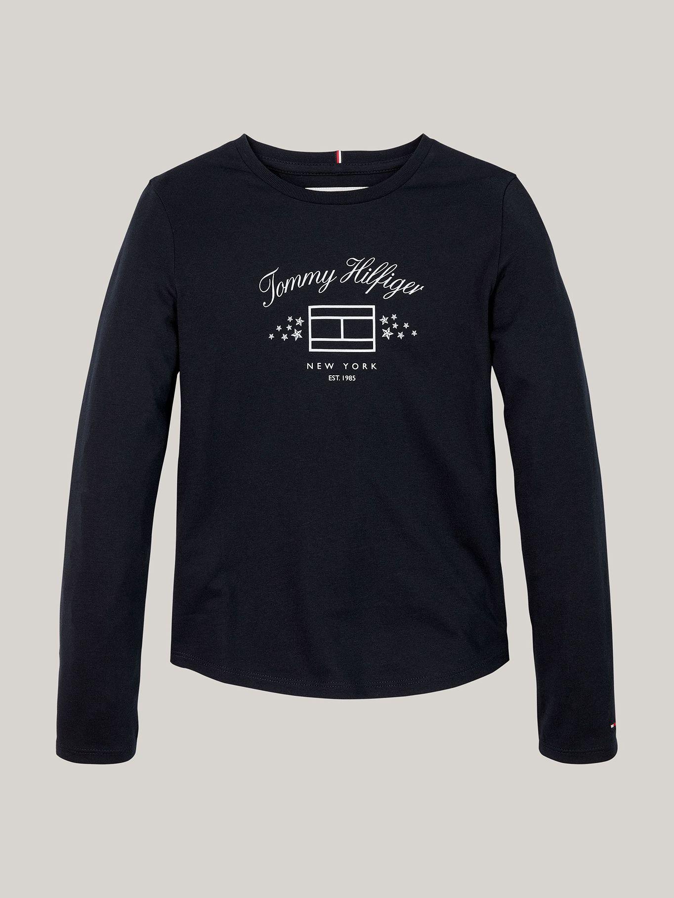 Polera De Niña Con Logo Gráfico Azul Tommy Hilfiger-4