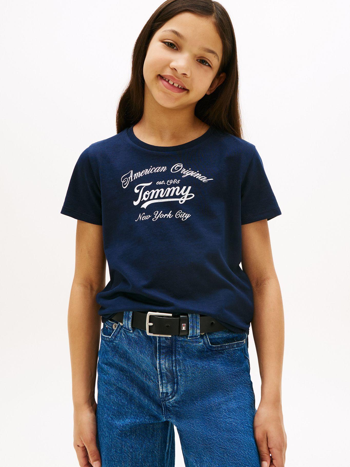 Polera Script Logo Metalizado Azul Tommy Hilfiger-0