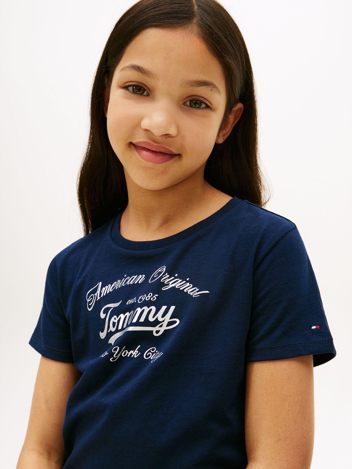 Polera Script Logo Metalizado Azul Tommy Hilfiger-3