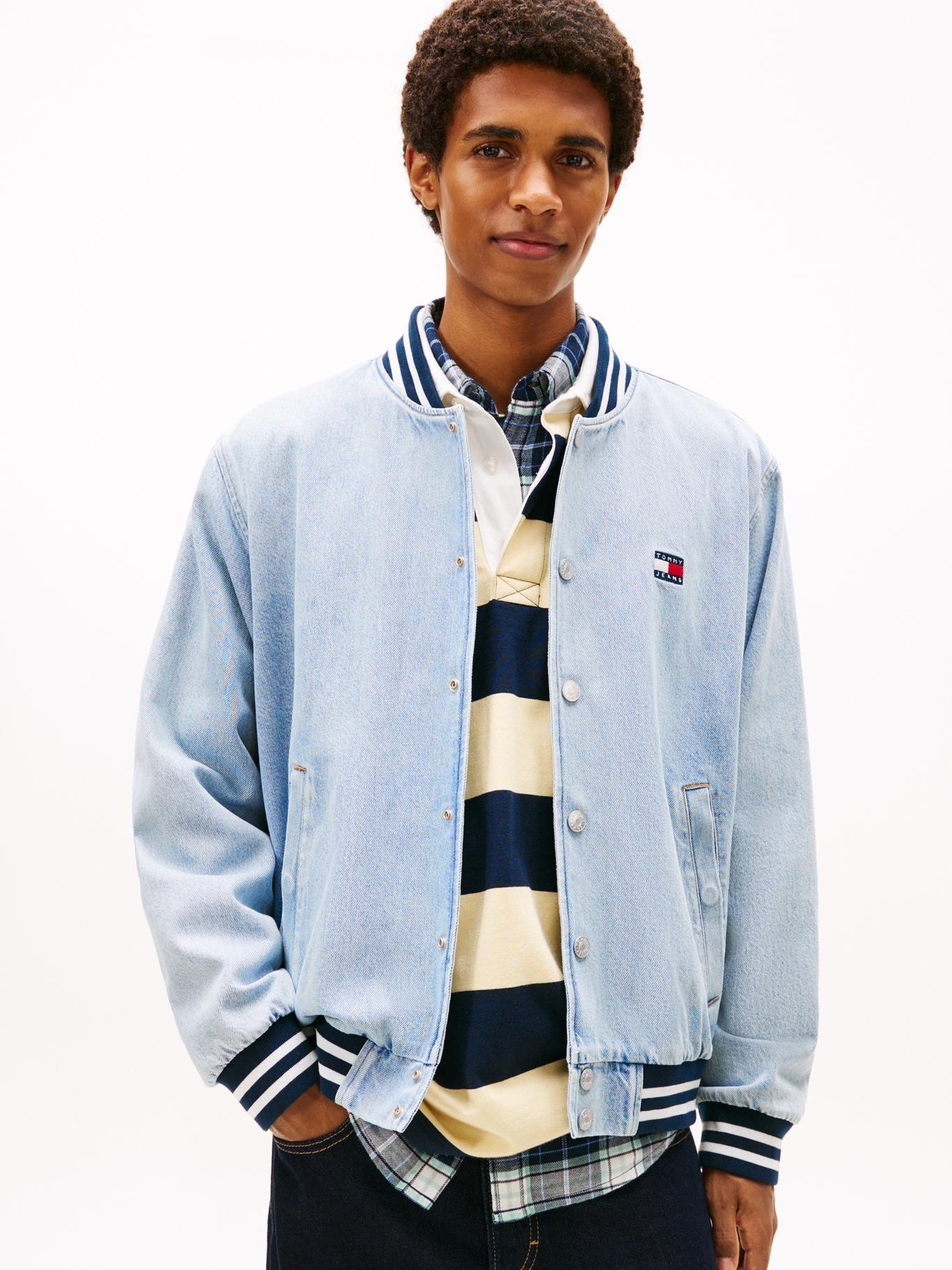 Chaqueta Bomber Hoodie Denim Tommy Jeans Celeste-0