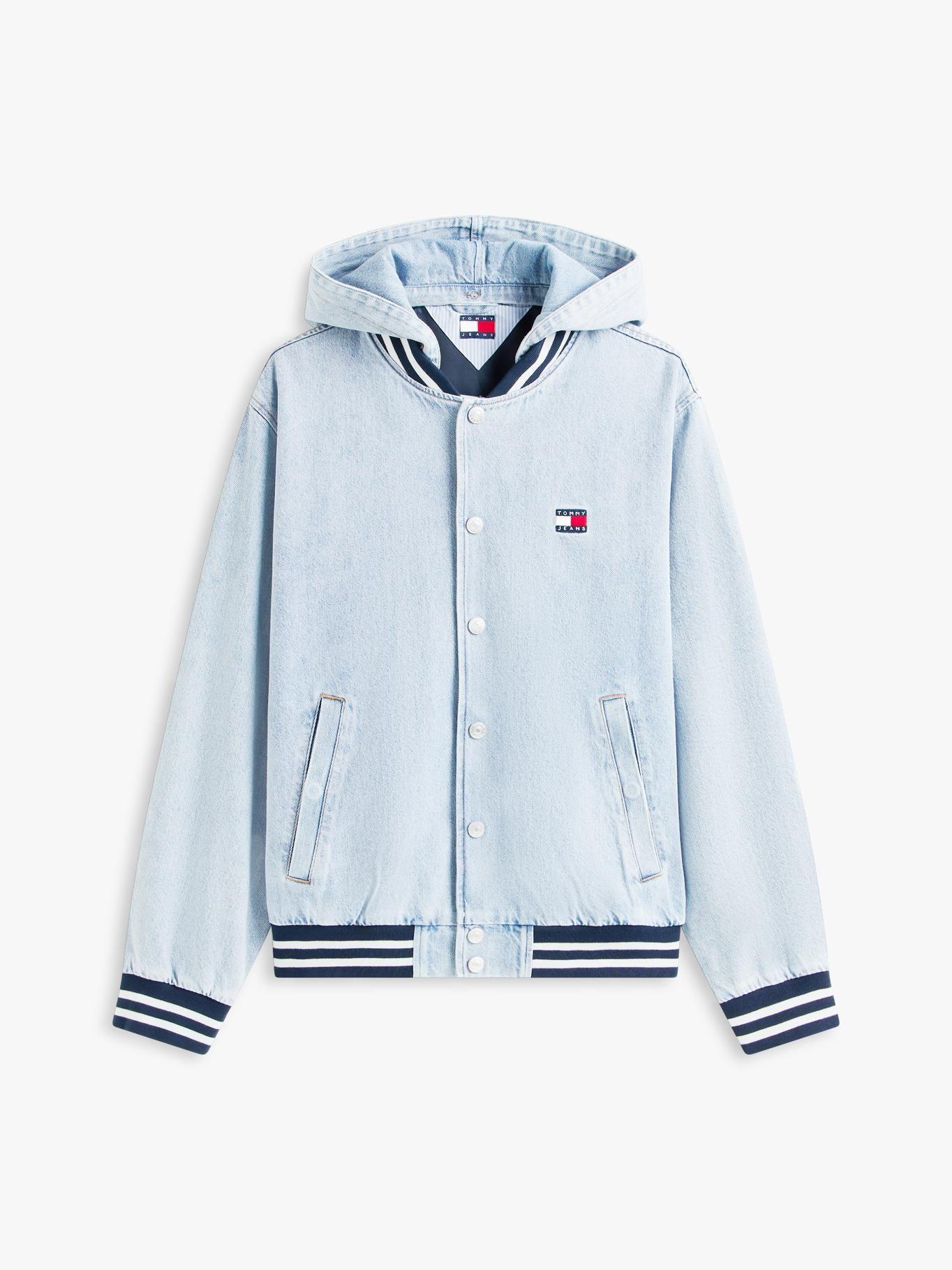 Chaqueta Bomber Hoodie Denim Tommy Jeans Celeste-5
