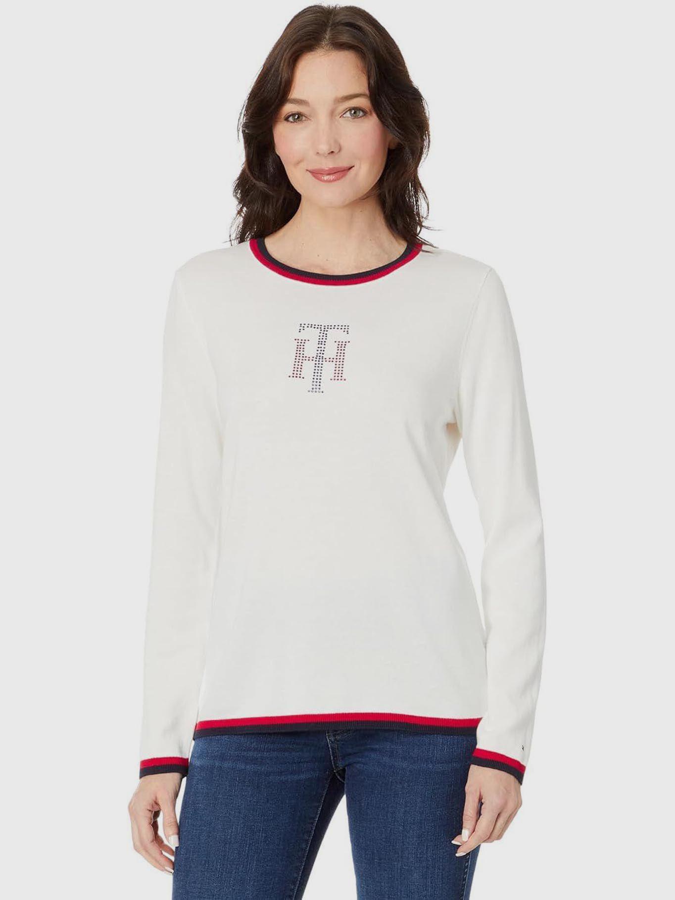SWEATER DE ALGODÓN INCRUSTACIONES BLANCO TOMMY HILFIGER-0