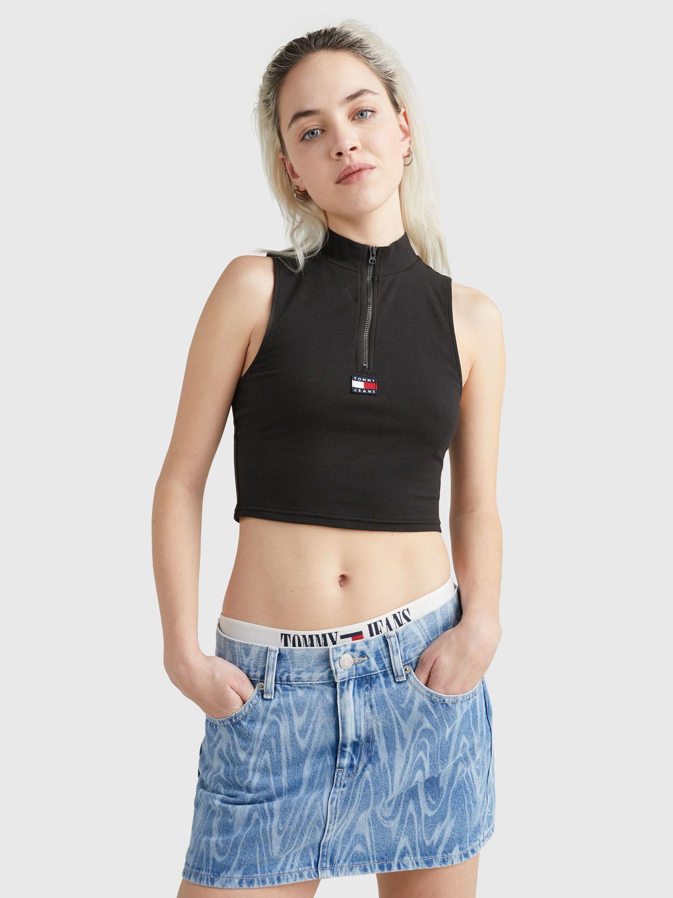 Polera Sin Mangas Cropped Negro Tommy Jeans-0