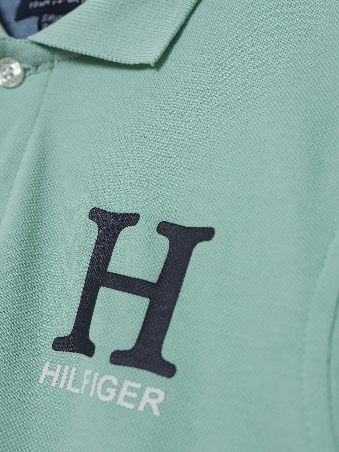 Polo Solid Con Logo Bordado Verde Tommy Hilfiger-3