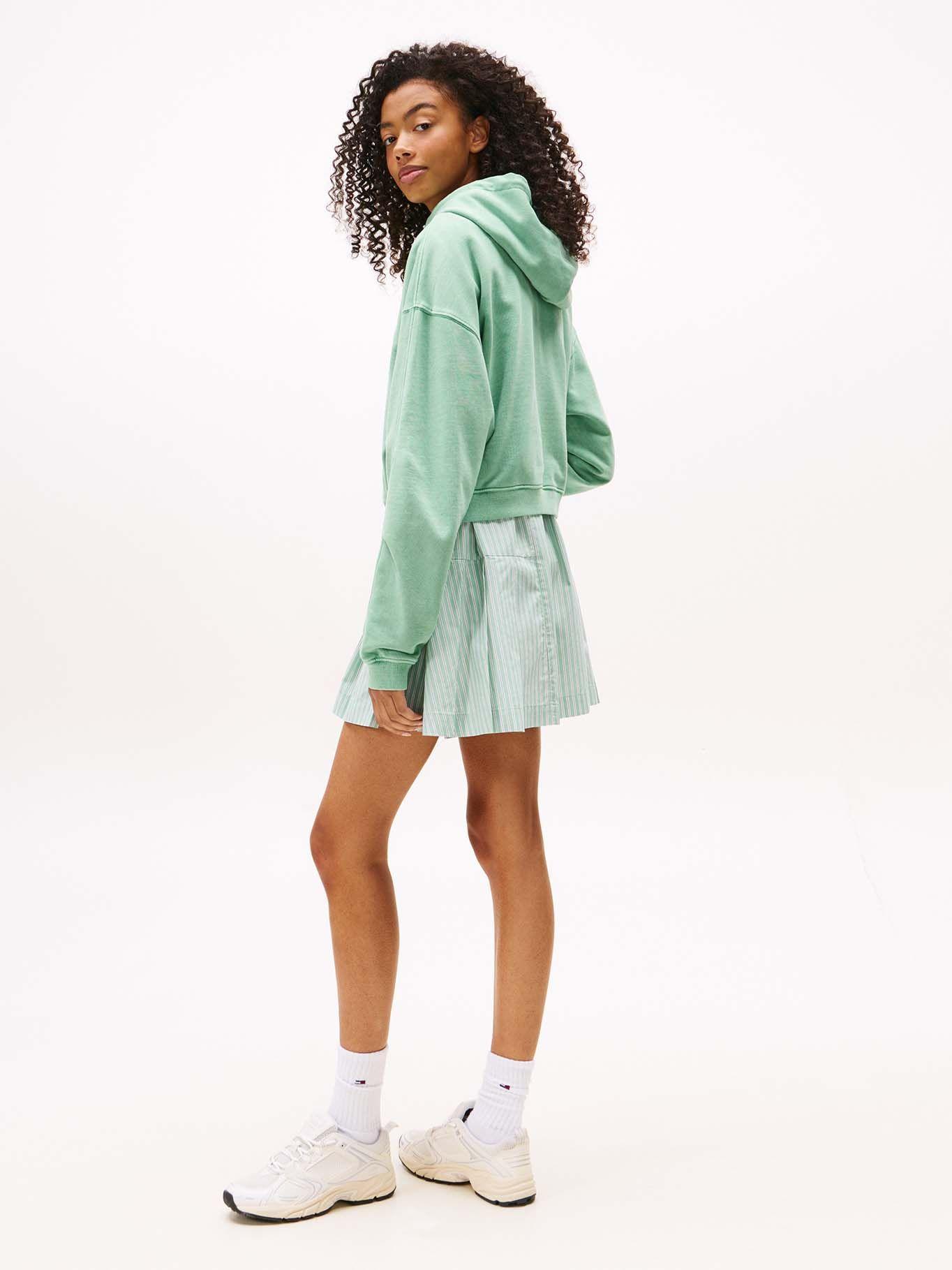 Polerón Hoodie Crop Relaxed Con Logo Verde Tommy Jeans-2