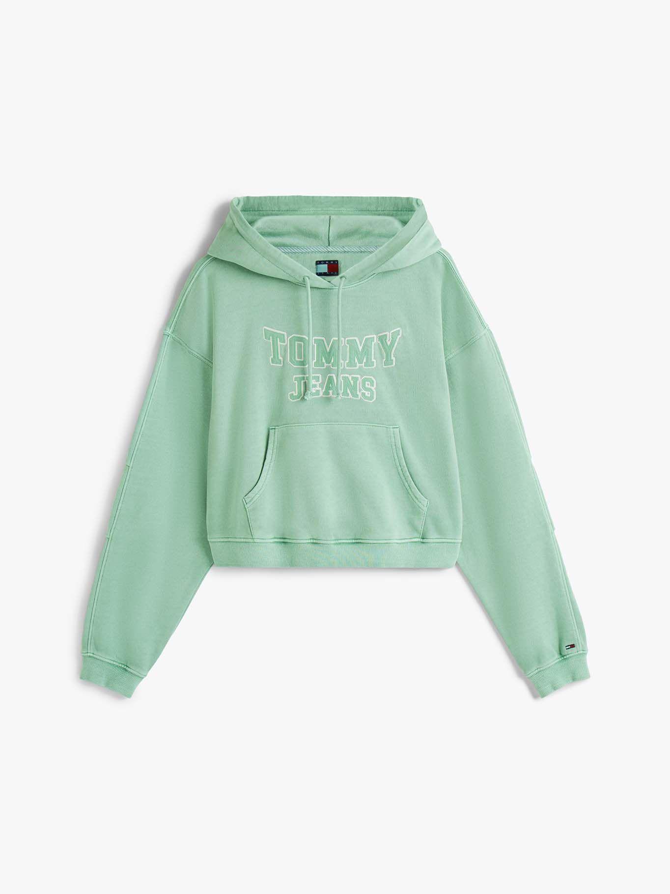 Polerón Hoodie Crop Relaxed Con Logo Verde Tommy Jeans-4