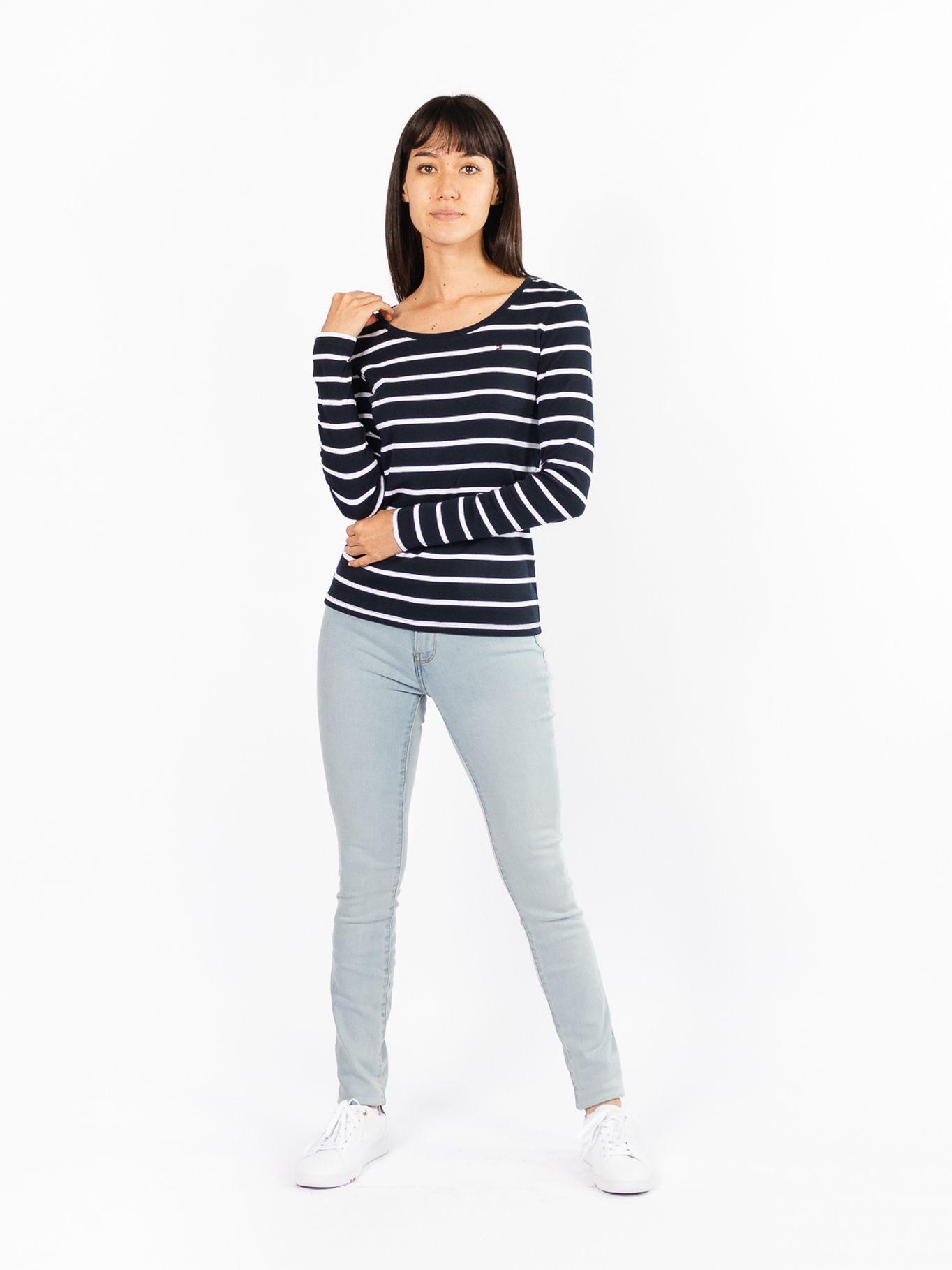 Polera Manga Larga Stripe Print Azul Tommy Hilfiger-0