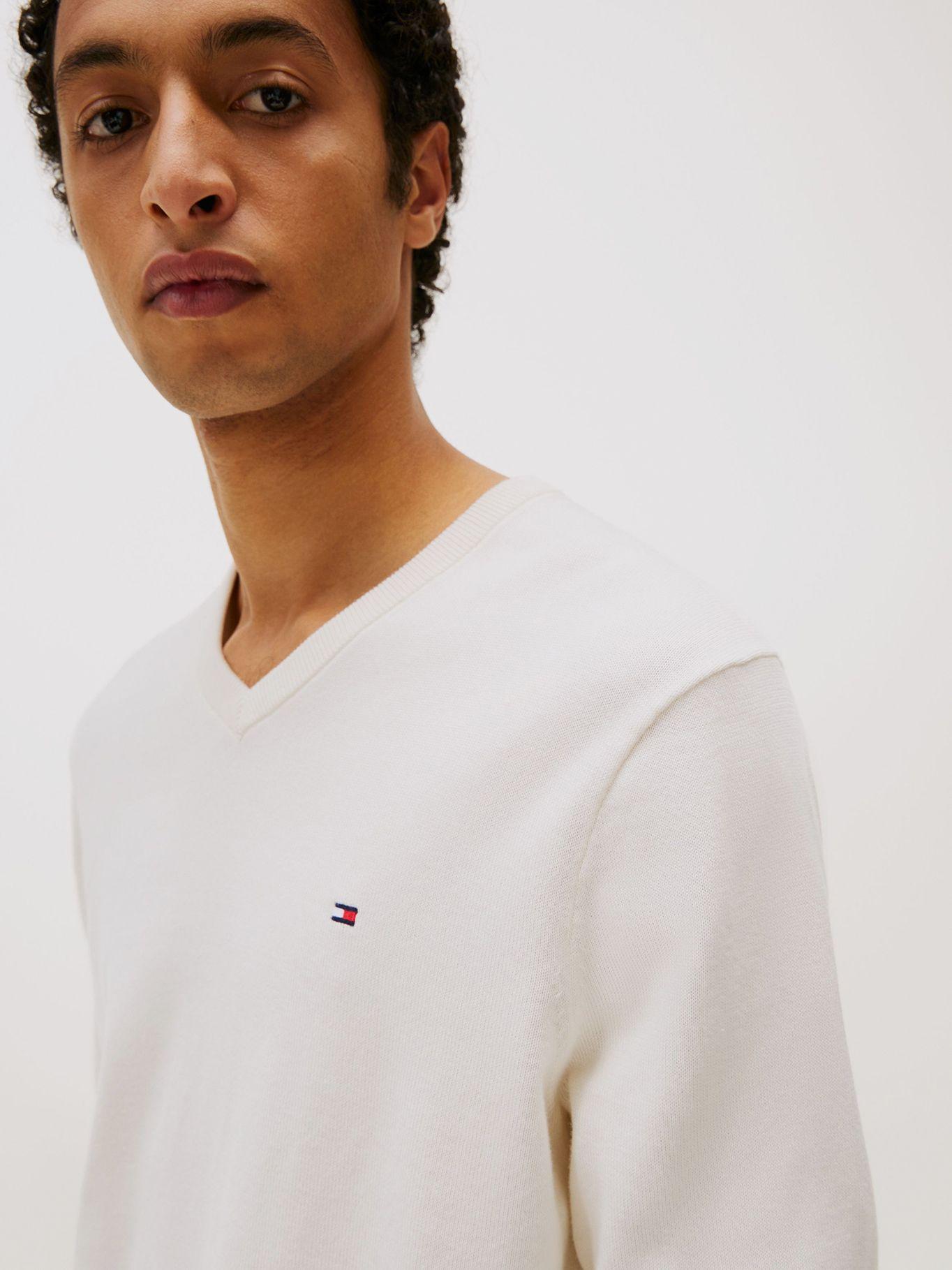 Sweater Básico Signature Z00Neck Blanco Tommy Hilfiger-3