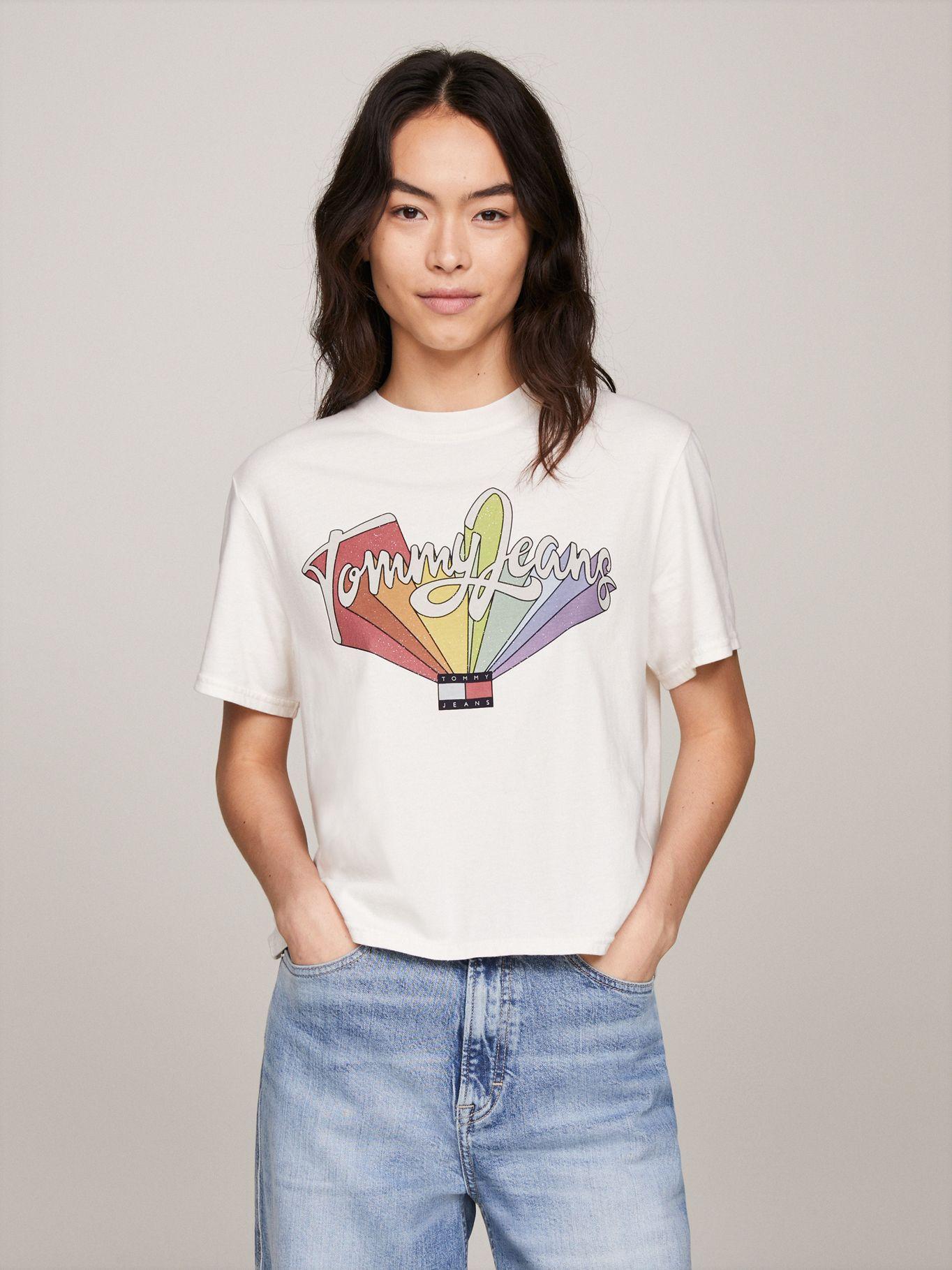 POLERA RELADEX LOGO ARCOIRIS BLANCO TOMMY JEANS-0