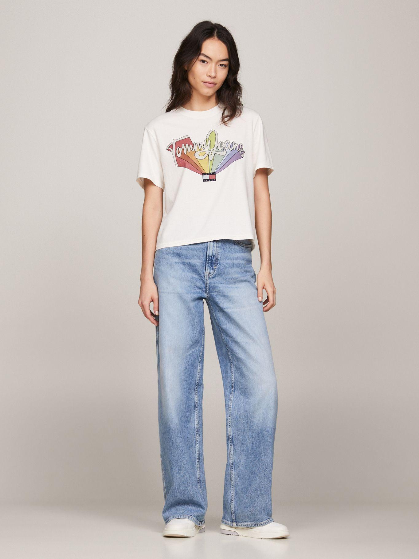 POLERA RELADEX LOGO ARCOIRIS BLANCO TOMMY JEANS-1