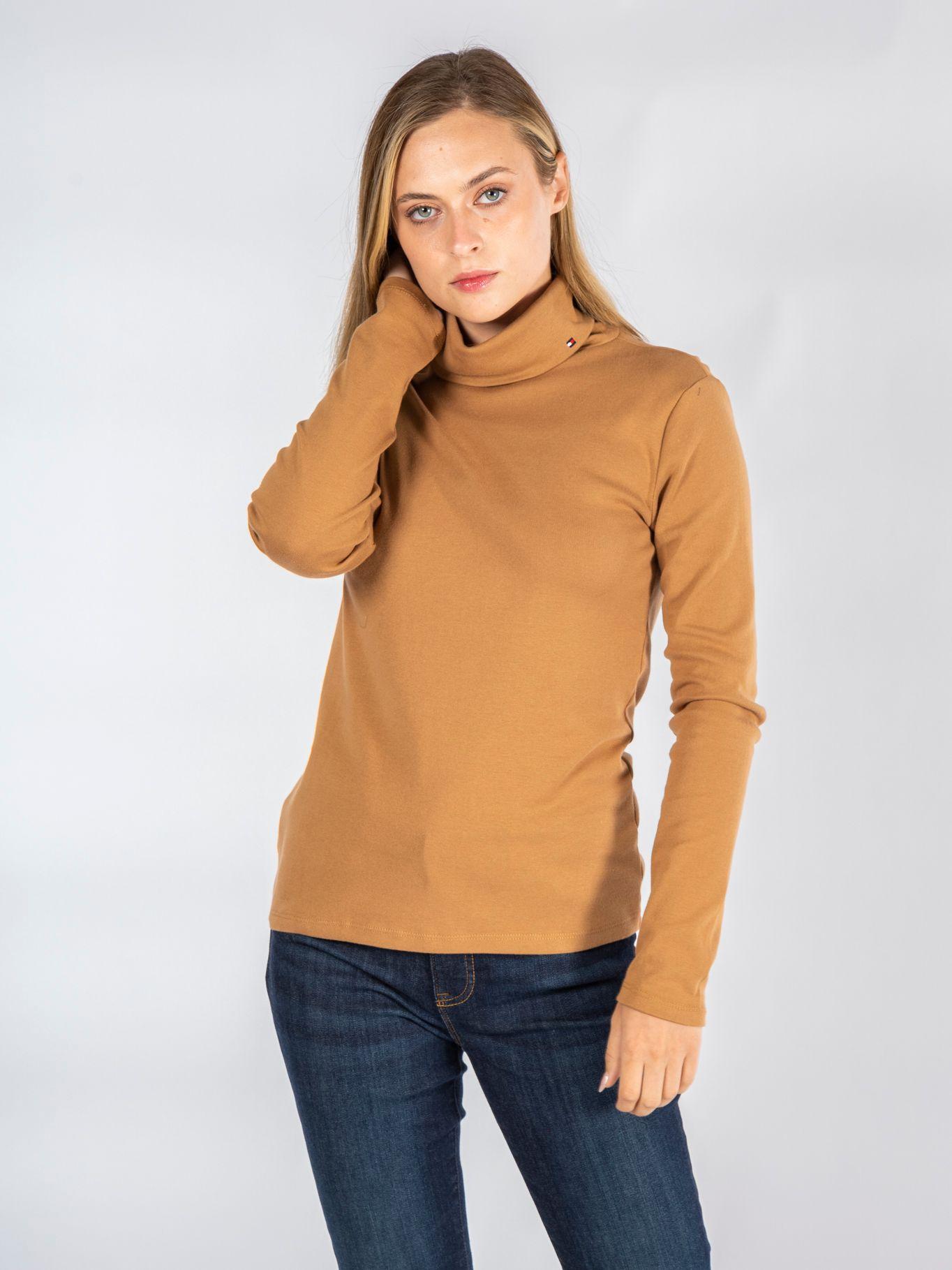 POLERA SOLID CUELLO ALTO CAFÉ TOMMY HILFIGER-0