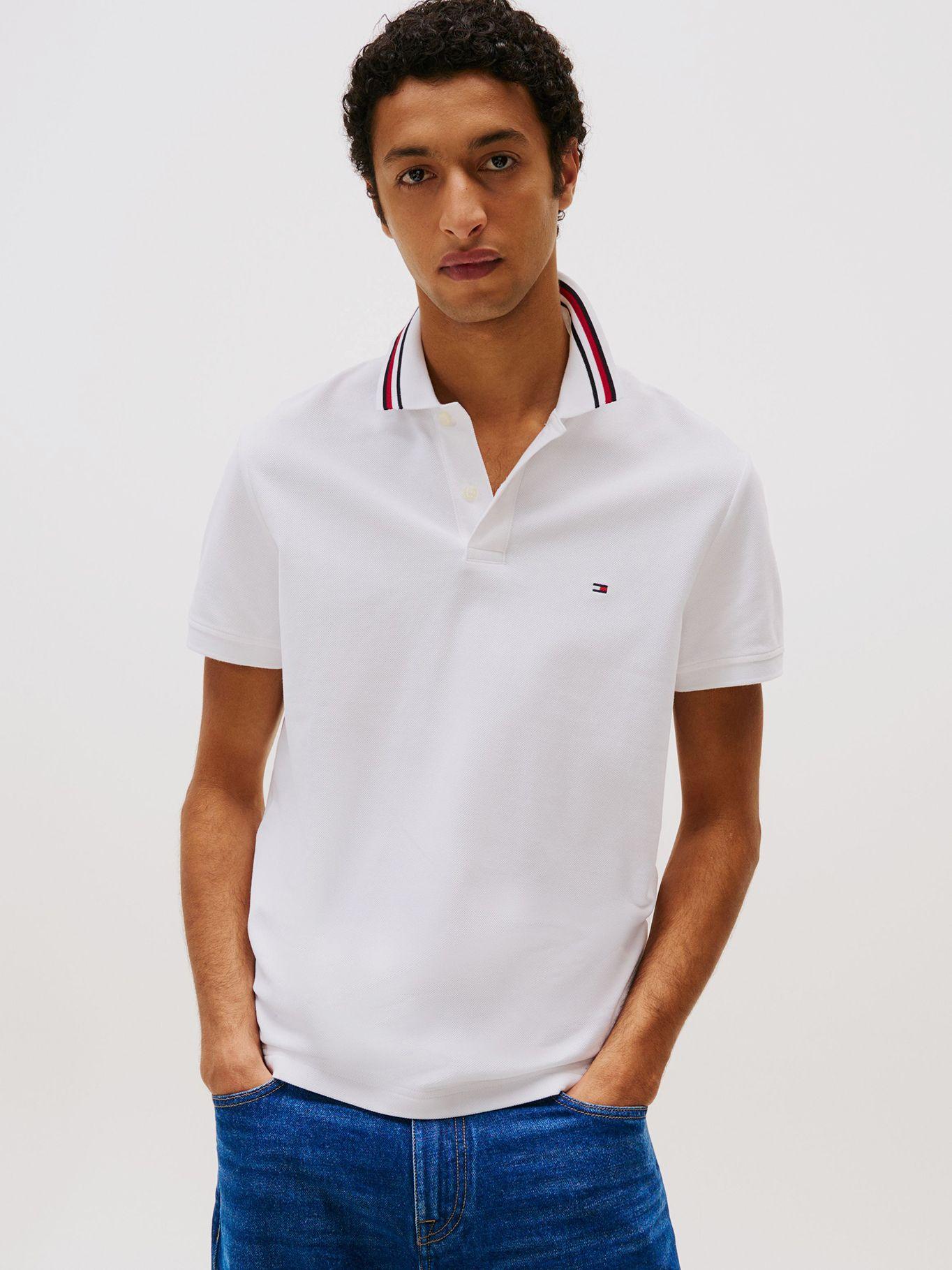 Polo Signature Collar Regular Fit Blanco Tommy Hilfiger-0