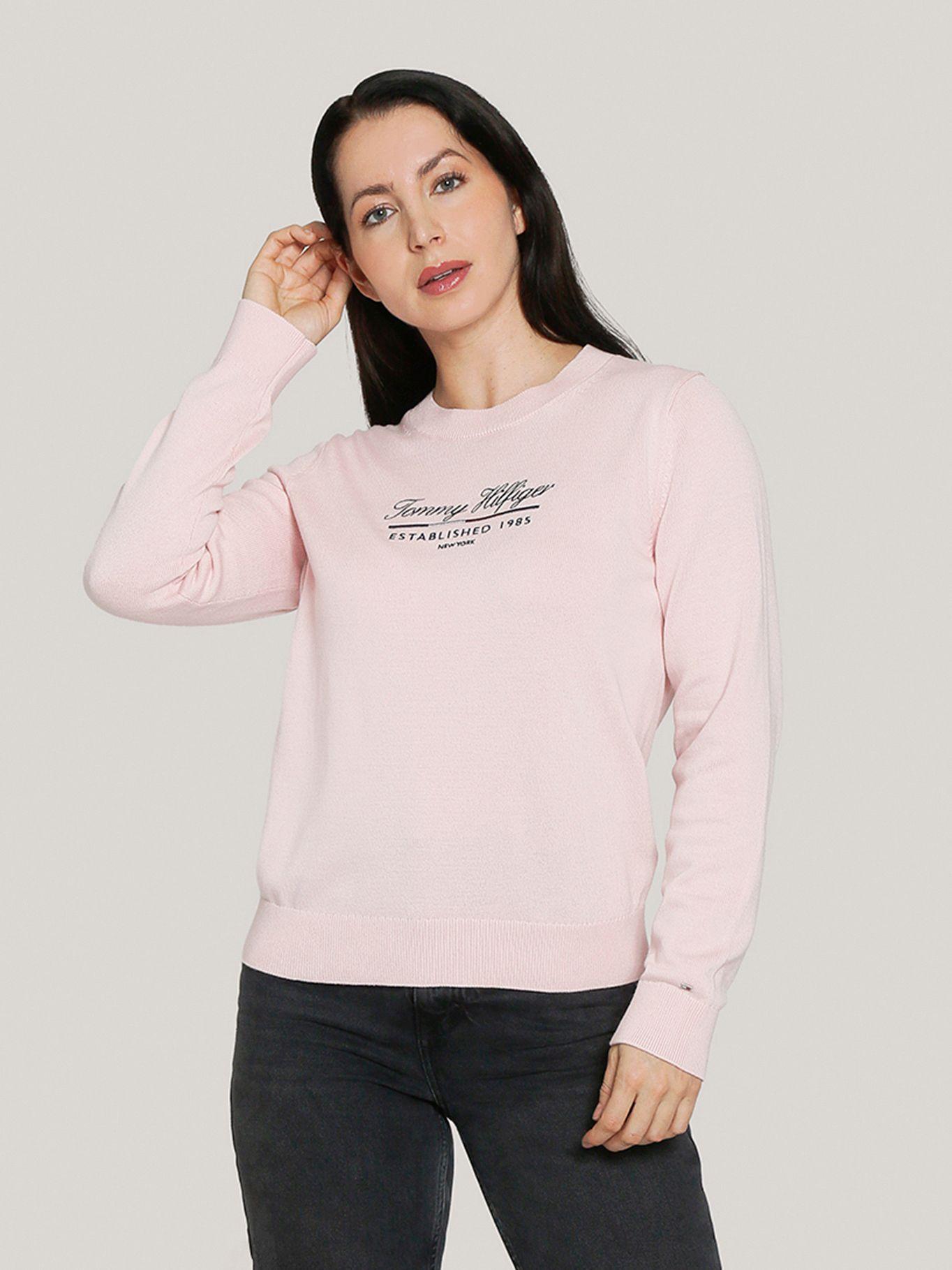 Sweater Script Graphic Logo Rosado Tommy Hilfiger-0