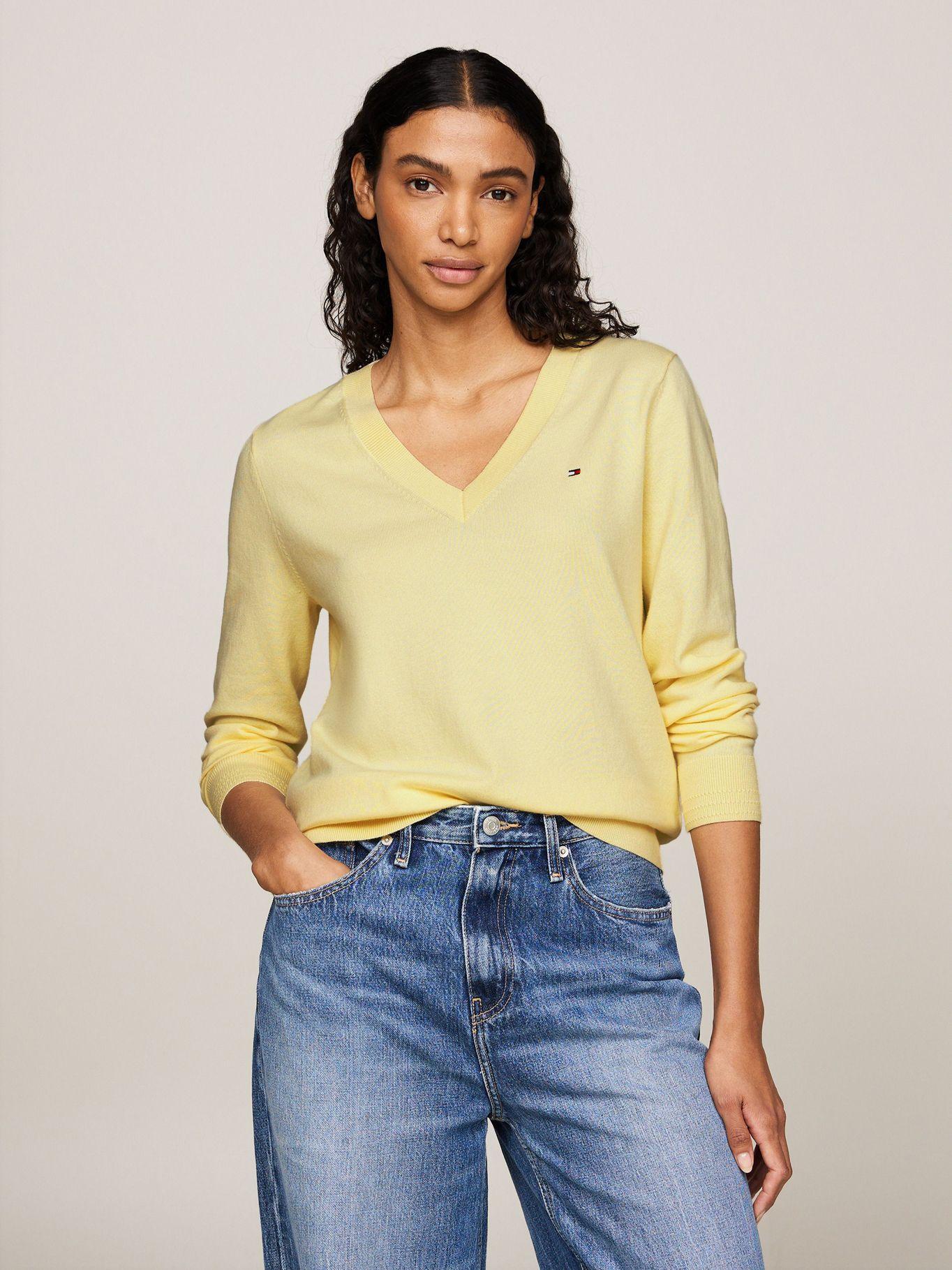 Sweater Solid V-Neck Amarillo Tommy Hilfiger-0