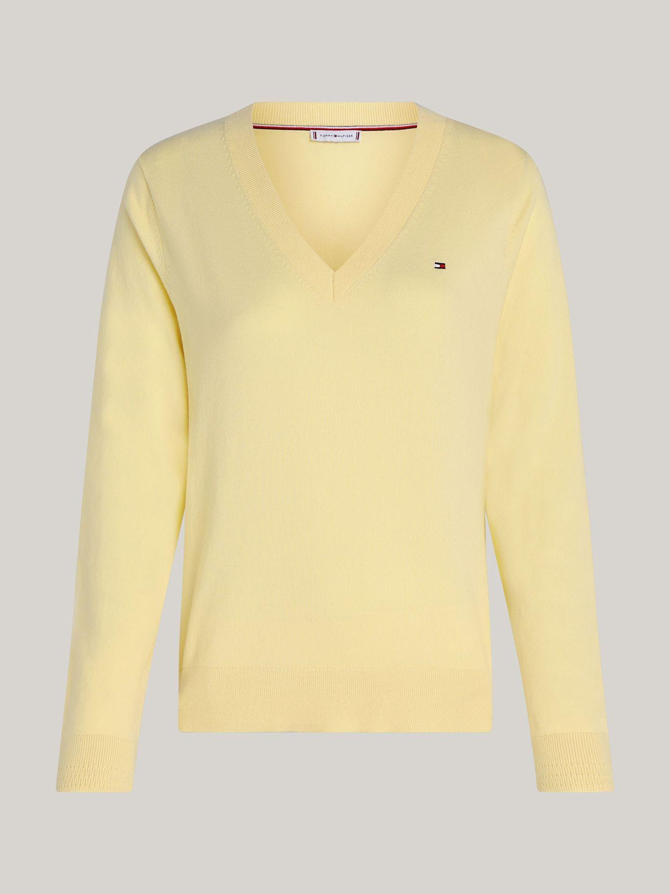 Sweater Solid V-Neck Amarillo Tommy Hilfiger-4