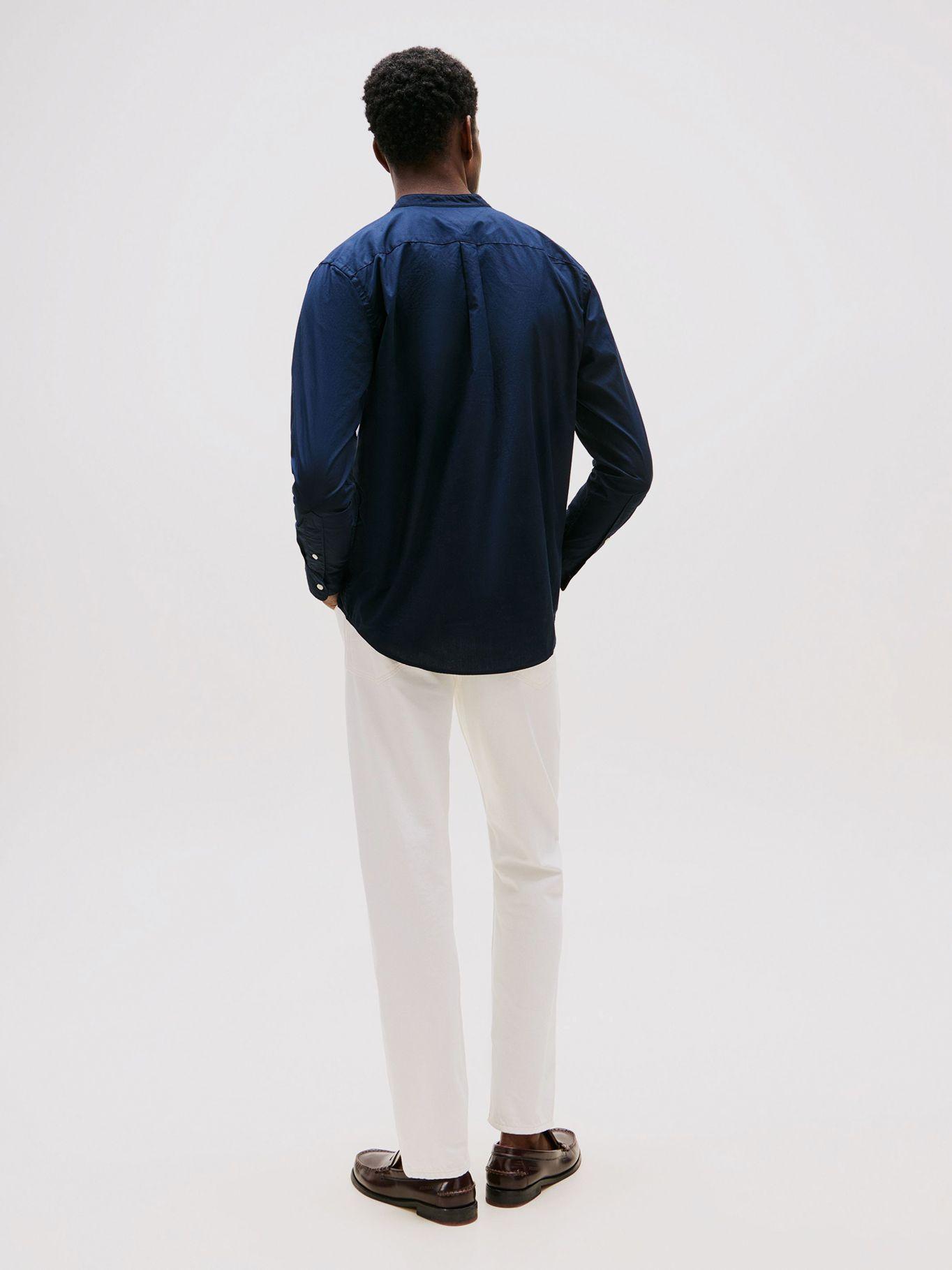 Camisa De Popelín Con Cuello Mao Azul Tommy Hilfiger-2