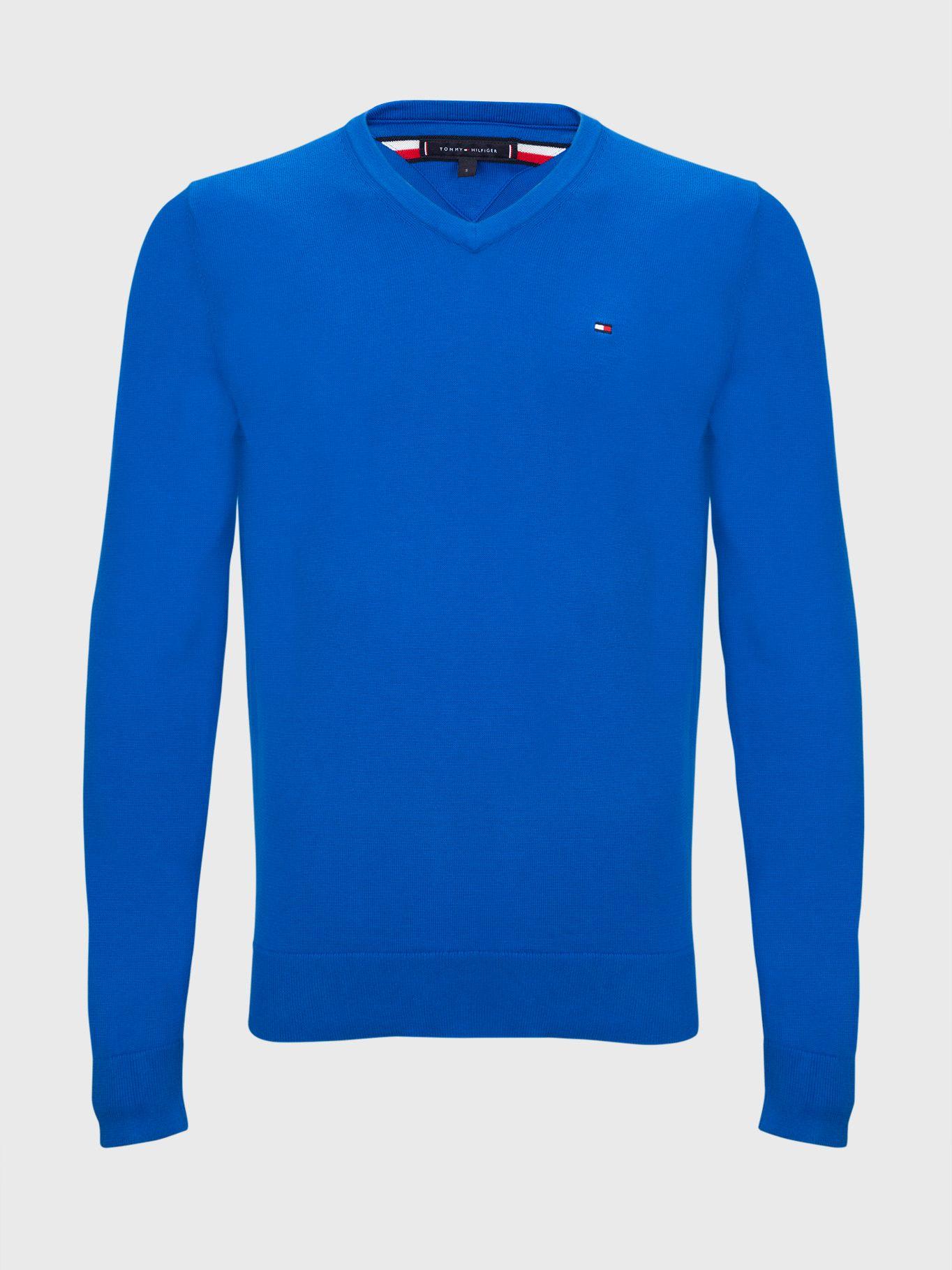 Sweater Básico Signature V-Neck Azul Tommy Hilfiger-0