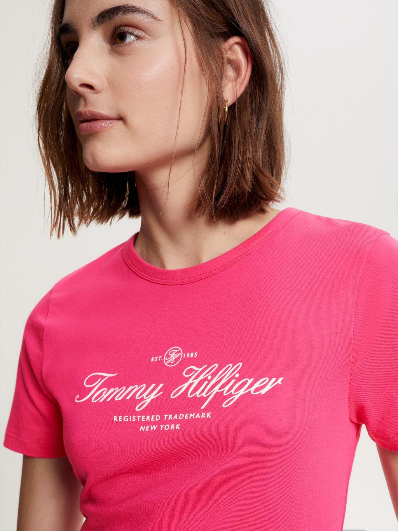 Polera Slim Fit Signature C-Neck Rosado Tommy Hilfiger-3