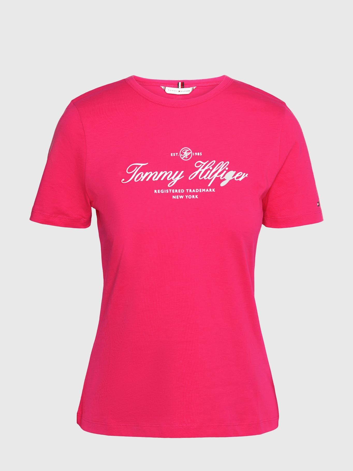 Polera Slim Fit Signature C-Neck Rosado Tommy Hilfiger-4