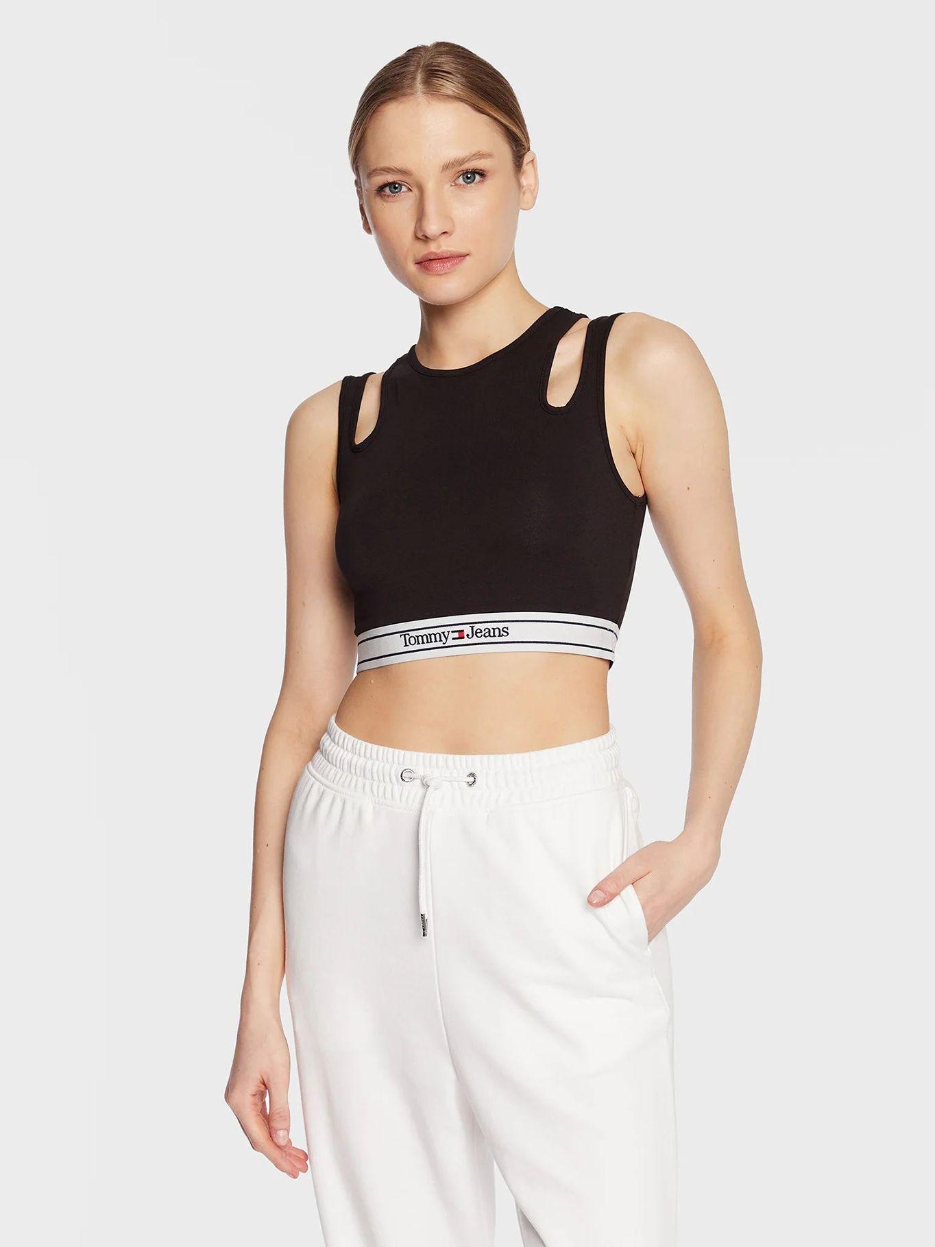 Polera Crop Con Detalle Cut Out Negro Tommy Jeans-0