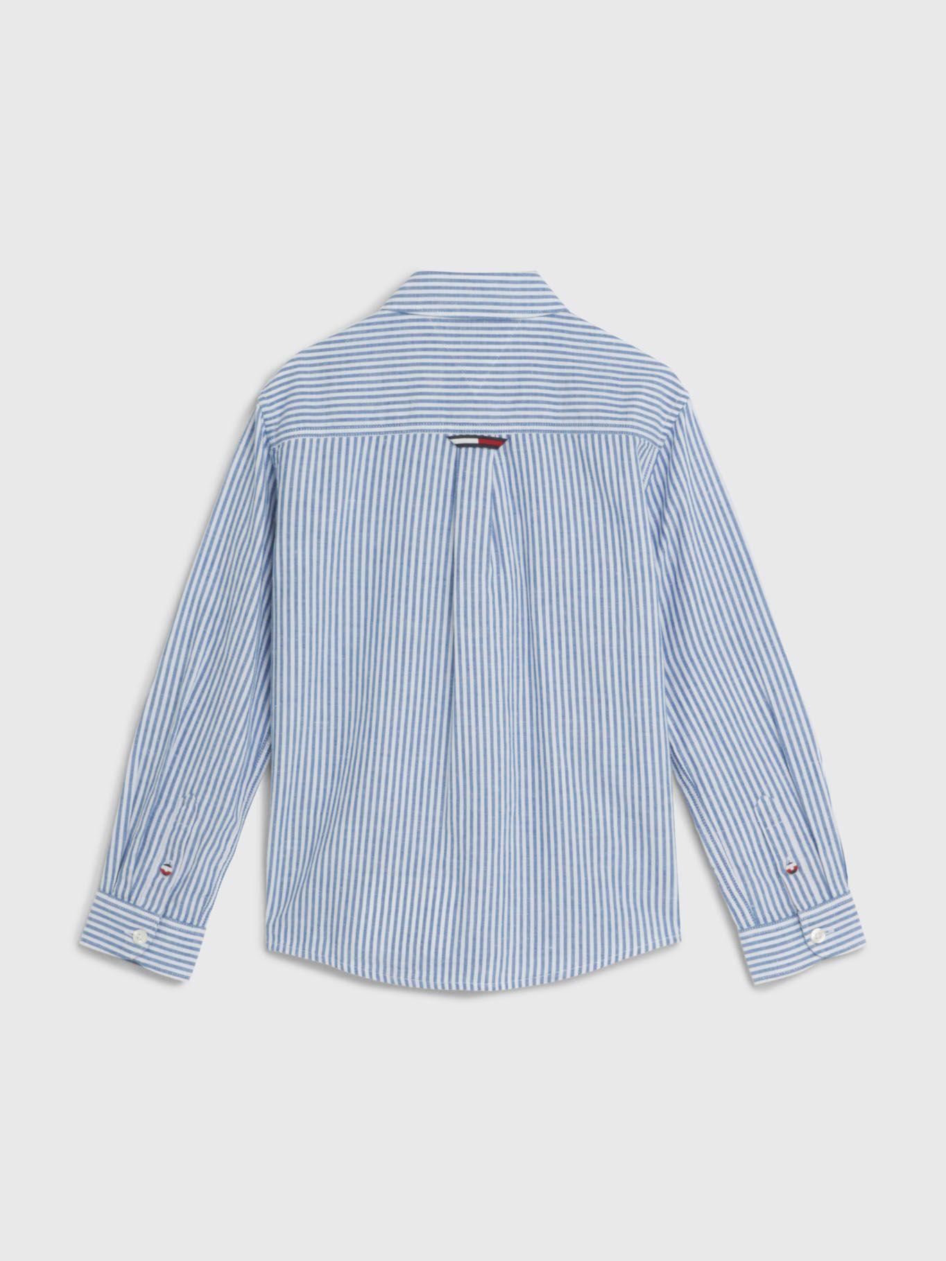 Camisa Relaxed Con Rayas Mixtas Celeste Tommy Hilfiger-1