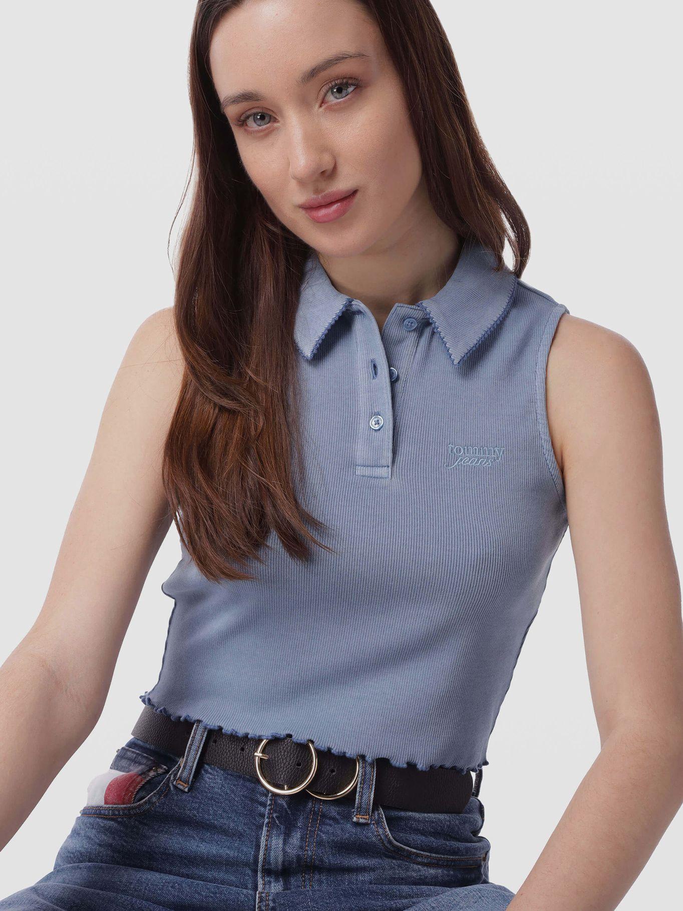 Polo Cropped Sin Mangas Celeste Tommy Jeans-2