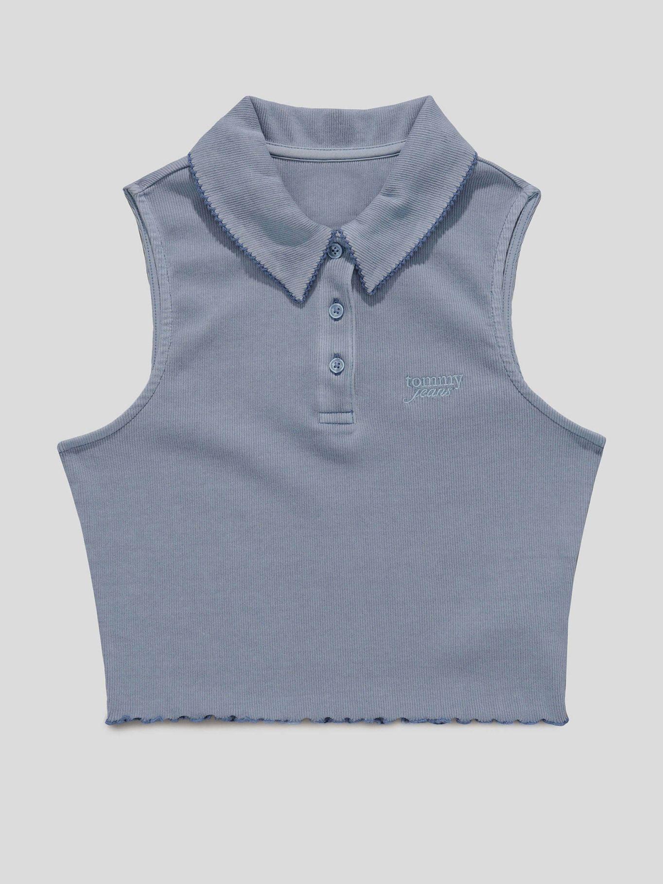 Polo Cropped Sin Mangas Celeste Tommy Jeans-4