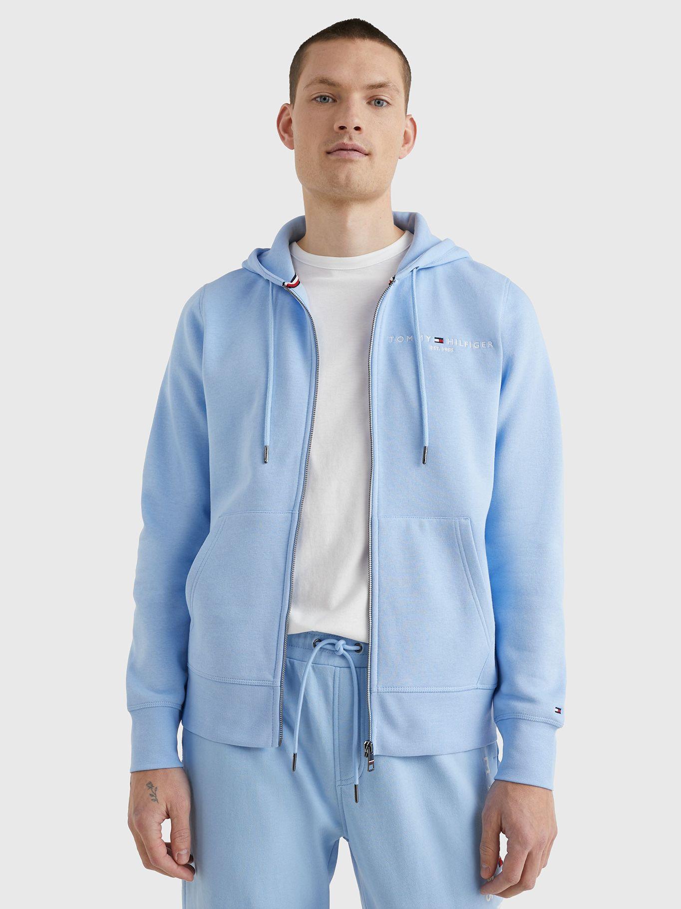 Polerón Hoodie Logo Y Cierre Celeste Tommy Hilfiger-0