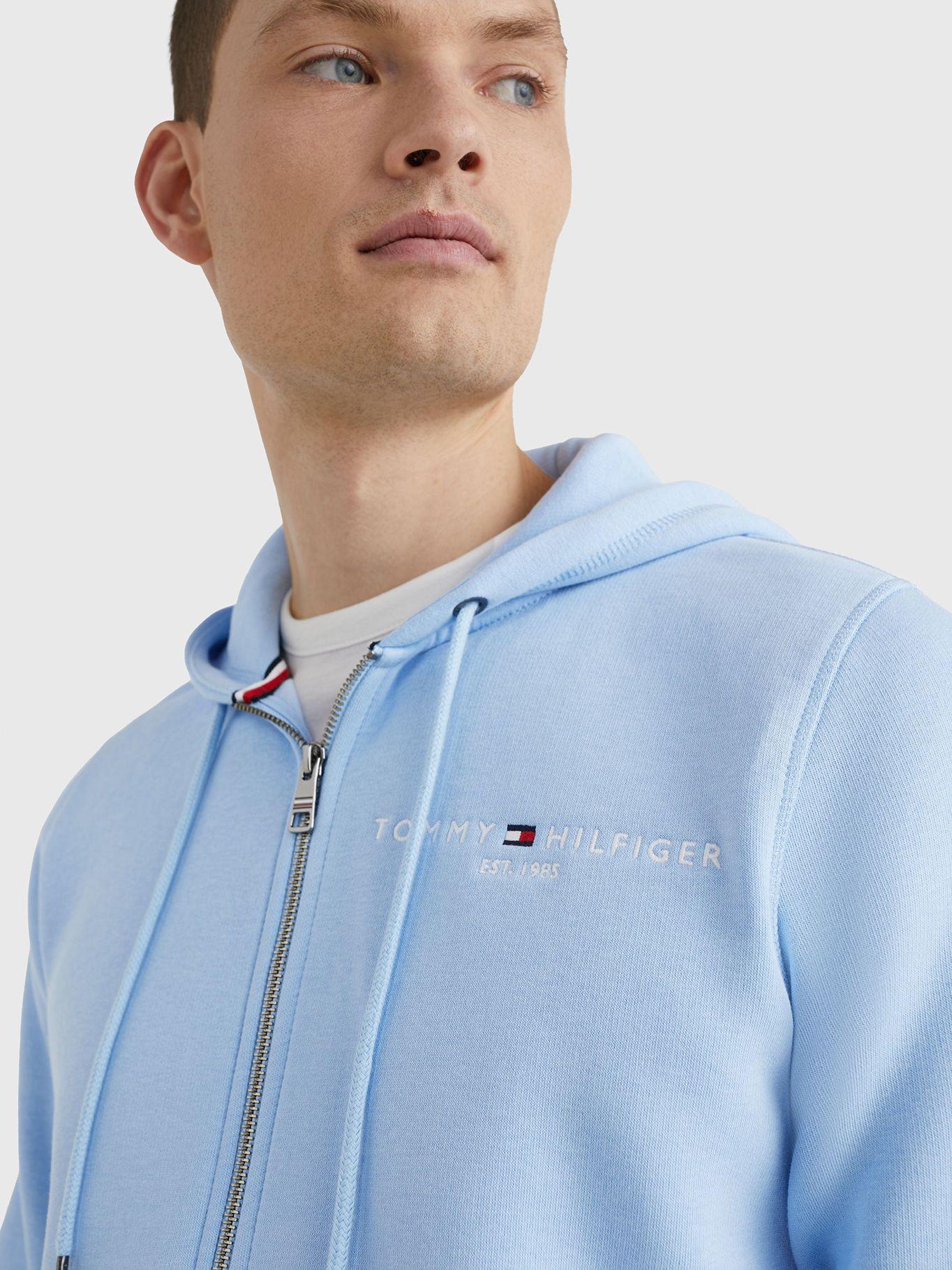 Polerón Hoodie Logo Y Cierre Celeste Tommy Hilfiger-3