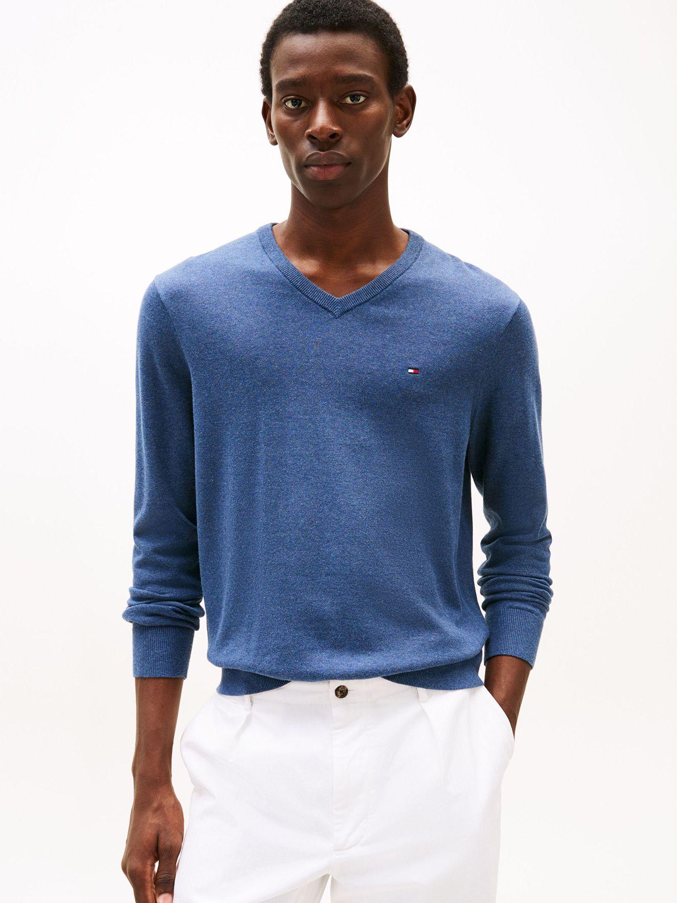 Sweater Básico Signature Neck DVI Celeste Tommy Hilfiger-0