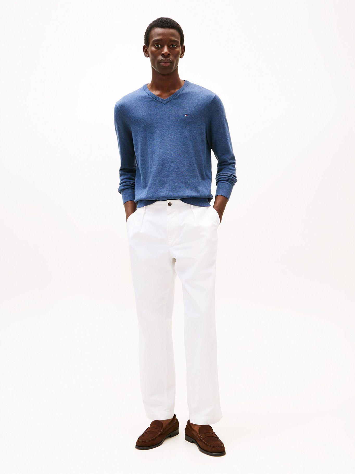 Sweater Básico Signature Neck DVI Celeste Tommy Hilfiger-1