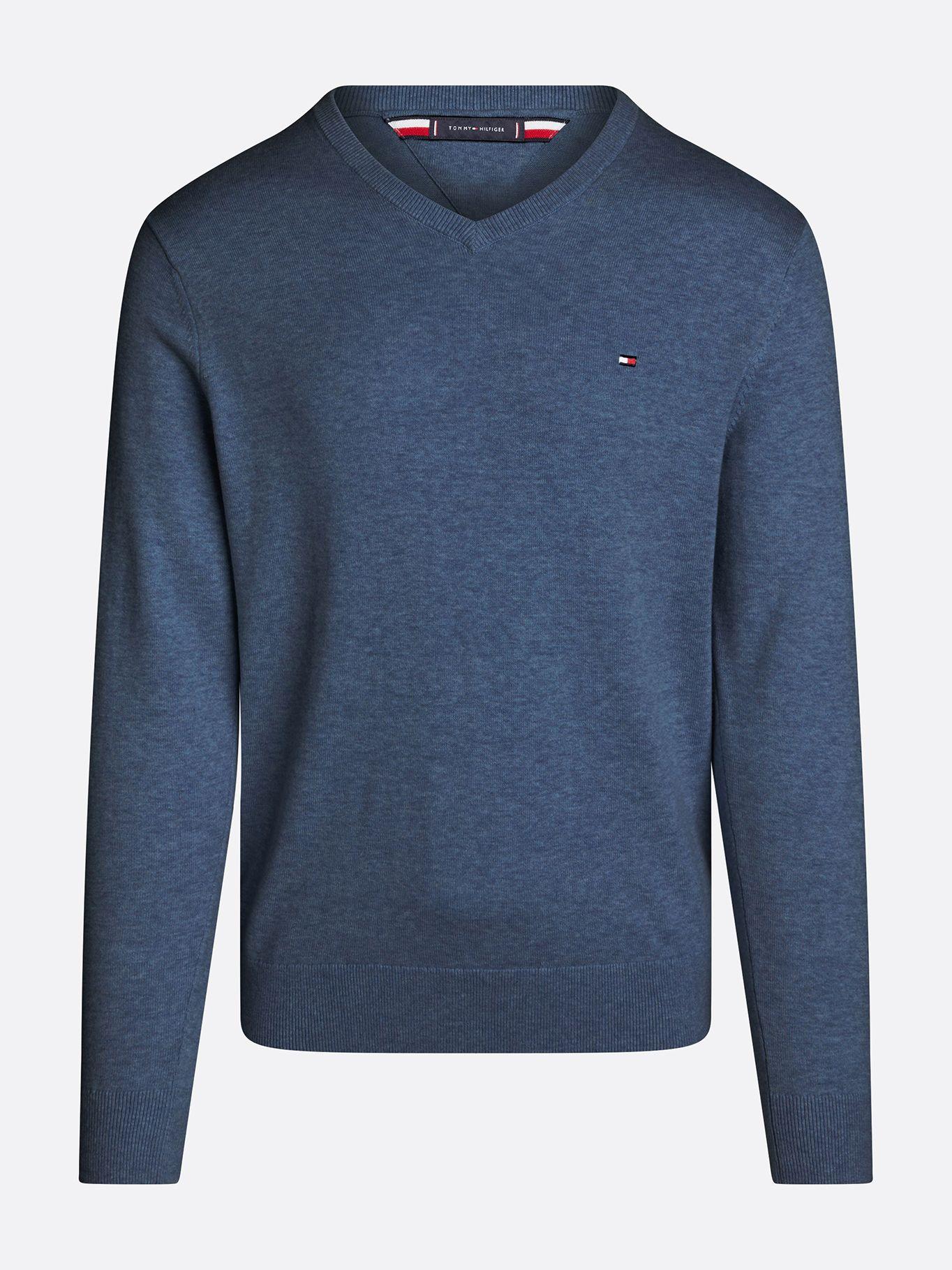 Sweater Básico Signature Neck DVI Celeste Tommy Hilfiger-4