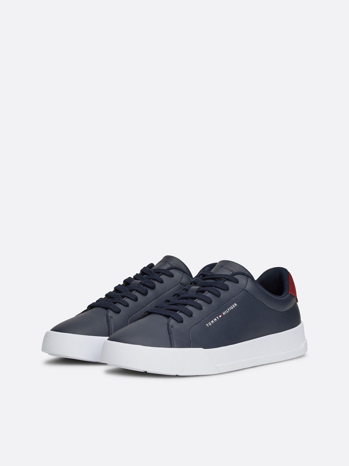 Zapatillas Court De Cuero Con Logo Azul Tommy Hilfiger-0