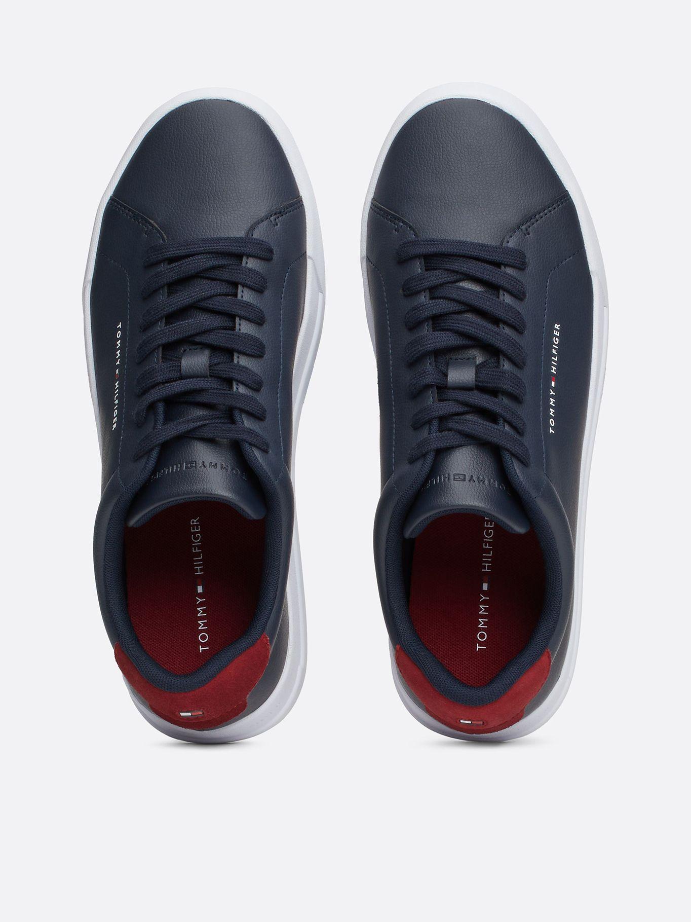 Zapatillas Court De Cuero Con Logo Azul Tommy Hilfiger-2