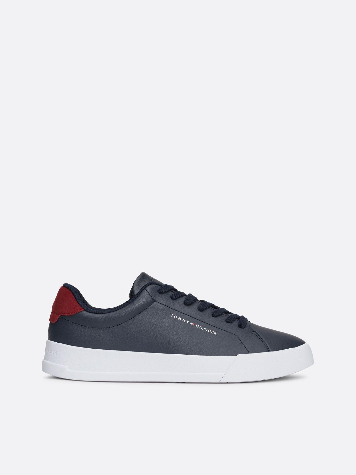 Zapatillas Court De Cuero Con Logo Azul Tommy Hilfiger-4